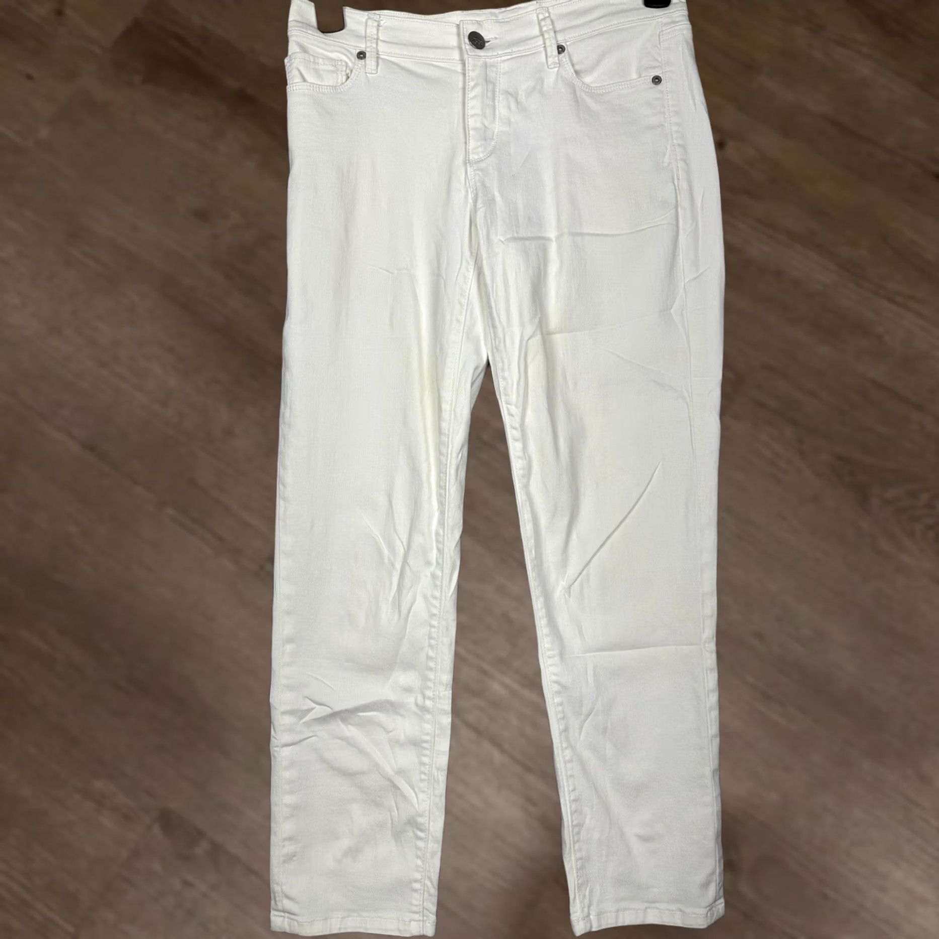 Ann Taylor Ann Taylor Womens Jeans 27 White Modern Cuffed Crop Straight Leg Stretch Denim Size 27" / US 4 / IT 40 - 1 Thumbnail