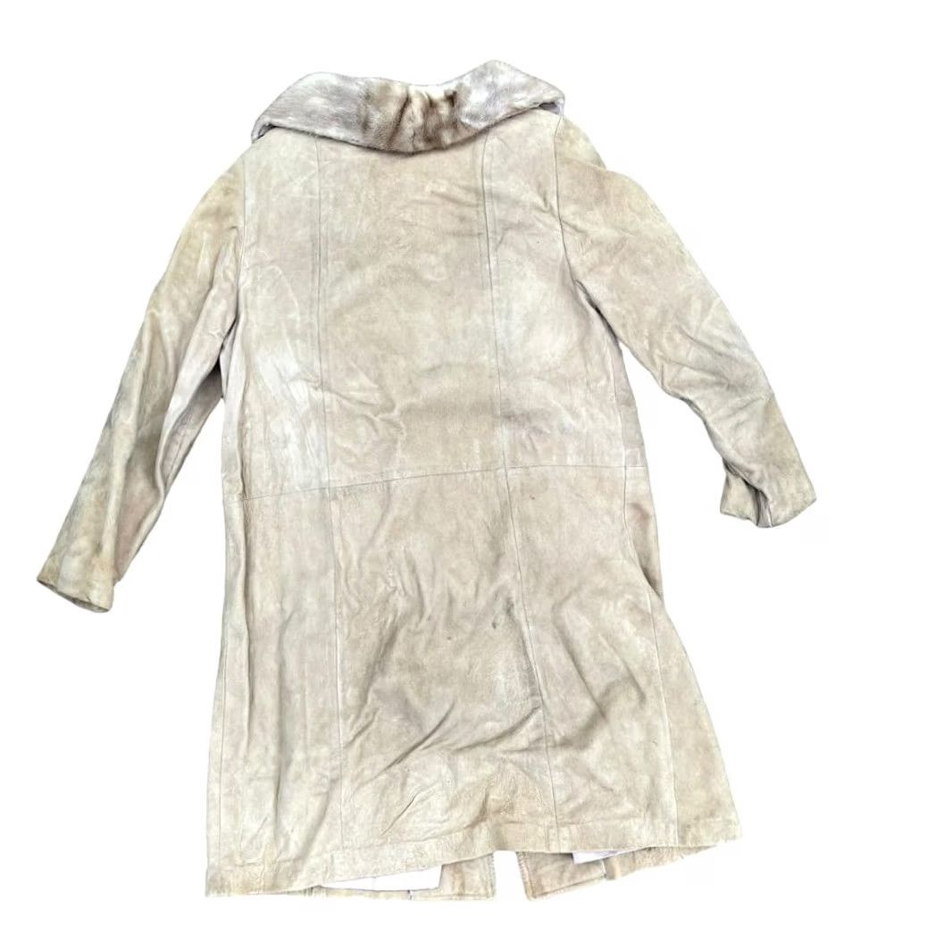 Doublet VINTAGE Lang's Leather Suede Evening Coat Fur Collar Beige Tan Double Breasted Mid Length Mens/Adults L 1960s Size L / US 10 / IT 46 - 3 Thumbnail