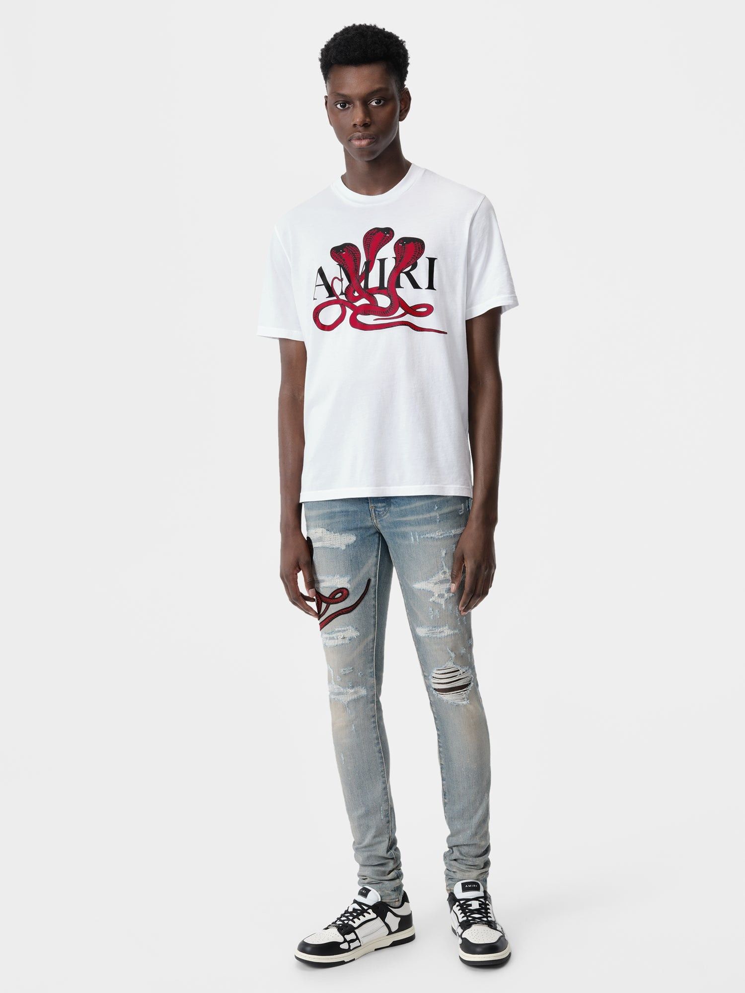 Amiri o1orln1025 Glitter Poison Logo Skater T-Shirt in White Size US XL / EU 56 / 4 - 2 Thumbnail