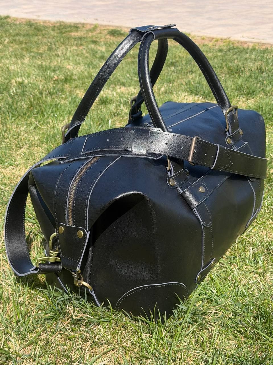 Handmade Genuine leather travel bag. Duffel Bag. Weekender Size ONE SIZE - 4 Thumbnail