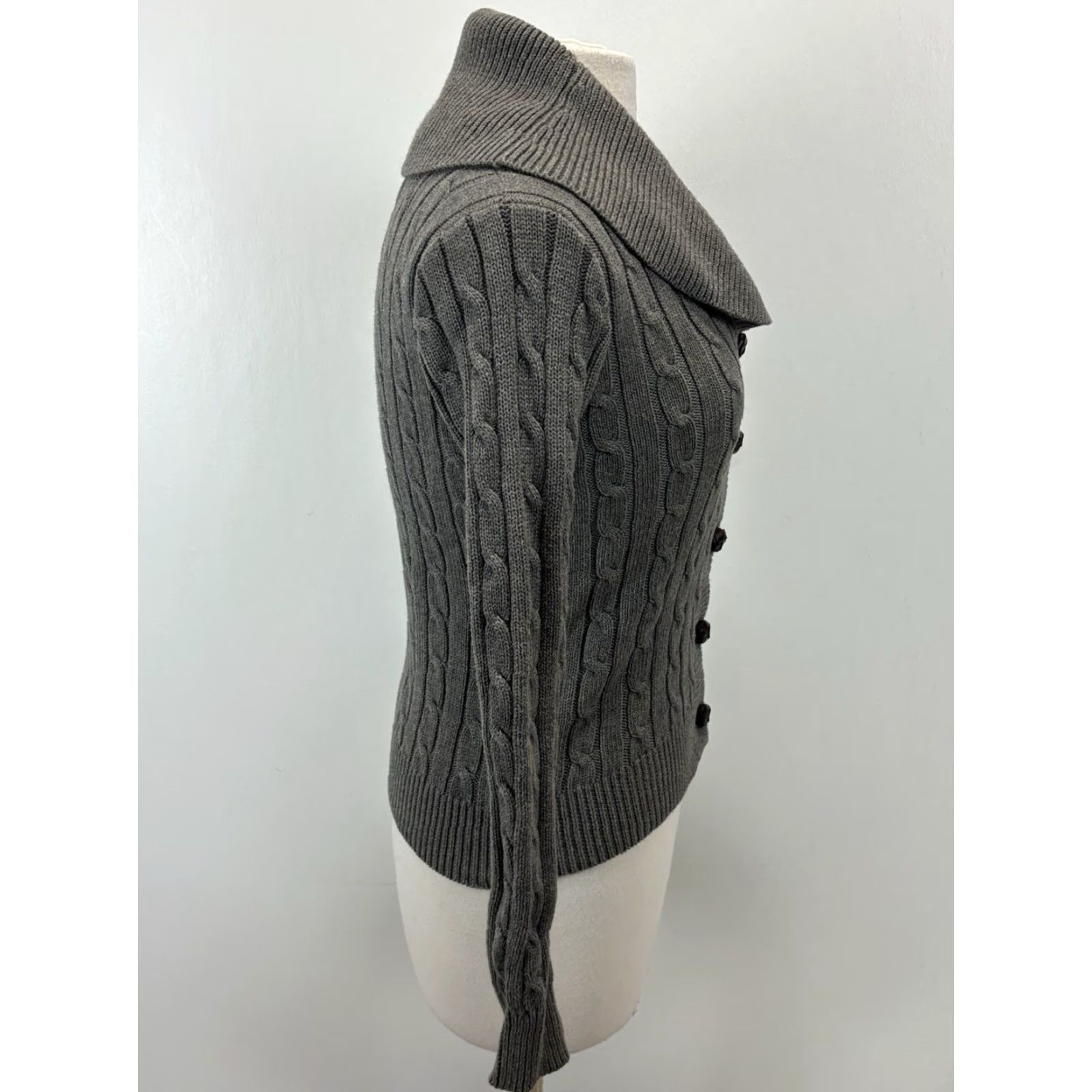 Polo Ralph Lauren Ralph Lauren Sport Cardigan Shirt Women S Gray Cable-Knit Shawl Collar Preppy Vintage? (Note: Avoid adds) Size S / US 4 / IT 40 - 4 Thumbnail