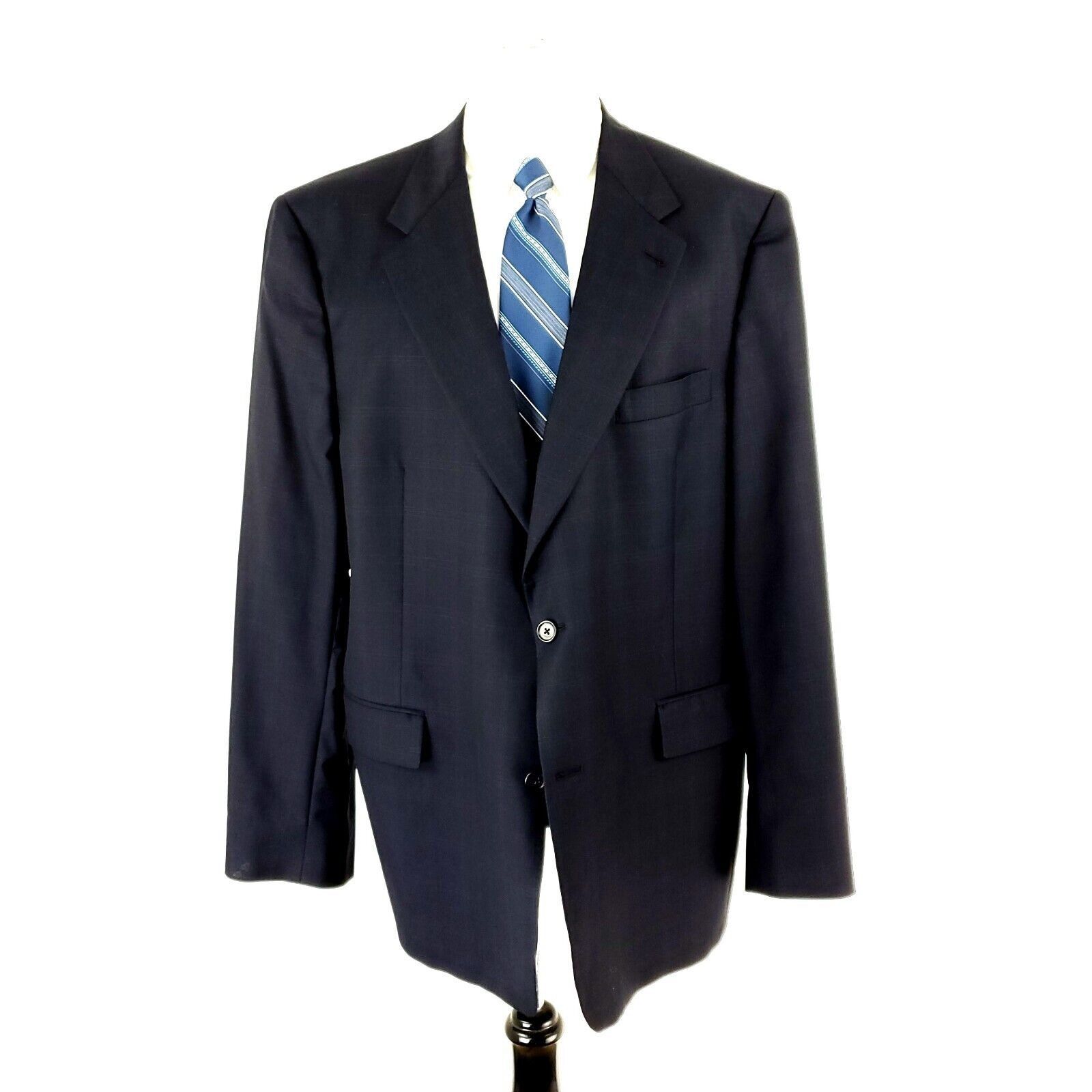 Hart Schaffner Marx Hart Schaffner Marx Wool 2 Button Blazer 46R Blue Windowpane Size 46R - 3 Thumbnail