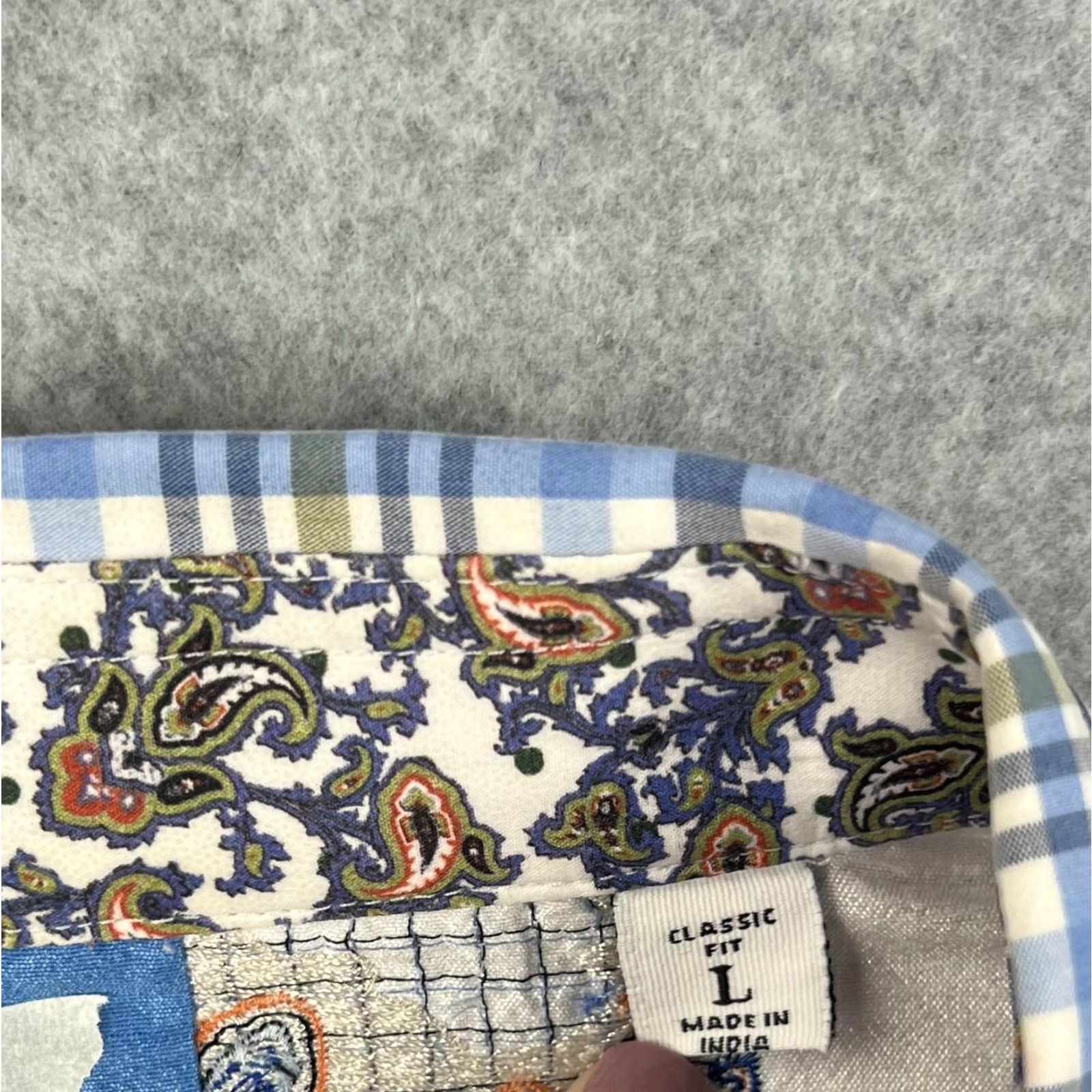 Robert Graham Robert Graham Shirt Mens Large Blue Plaid Classic Fit Long Sleeve Paisley Trim Size US L / EU 52-54 / 3 - 7 Thumbnail