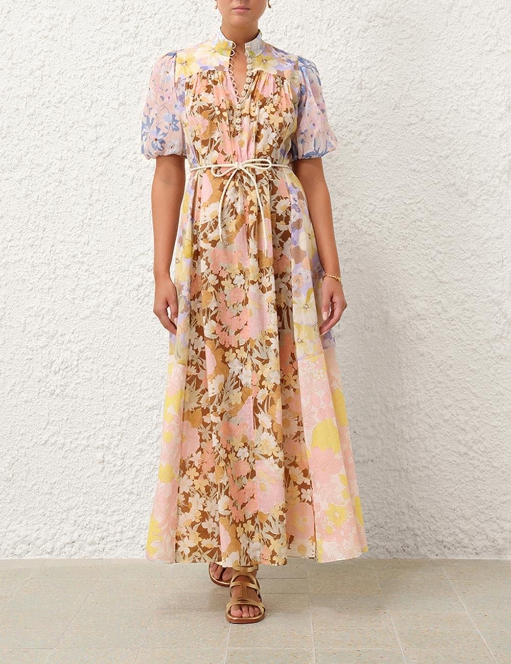 Zimmermann oc11z0525 Pop Puff Sleeve Maxi Dress in Multicolor Size L / US 10 / IT 46 - 2 Thumbnail
