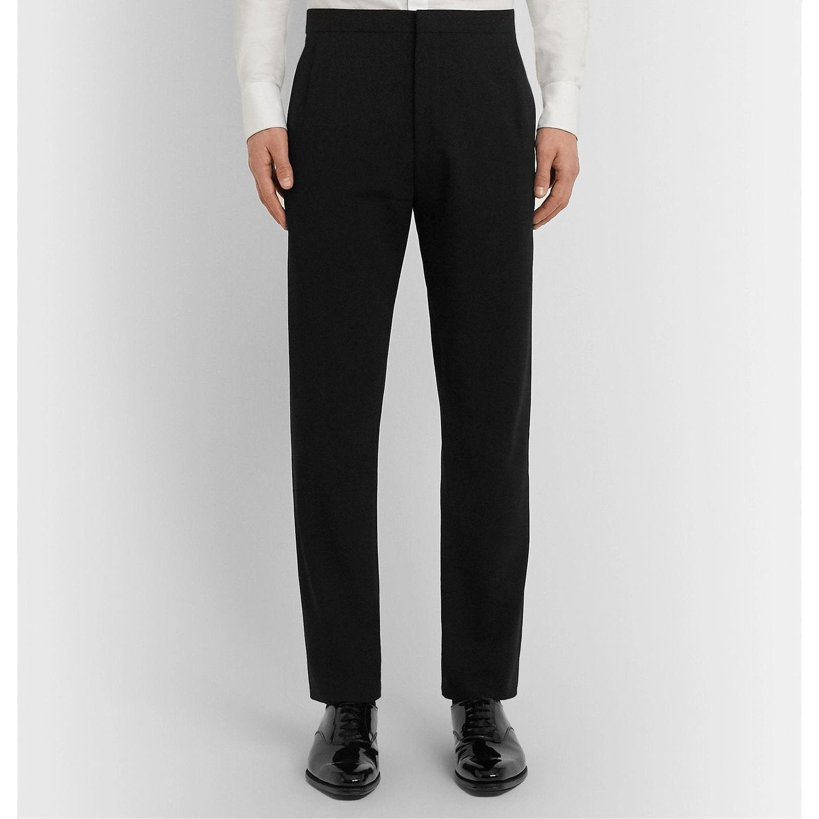 image of Giorgio Armani Wool Black Side Stripe Tuxedo Pants Size 2, Women's