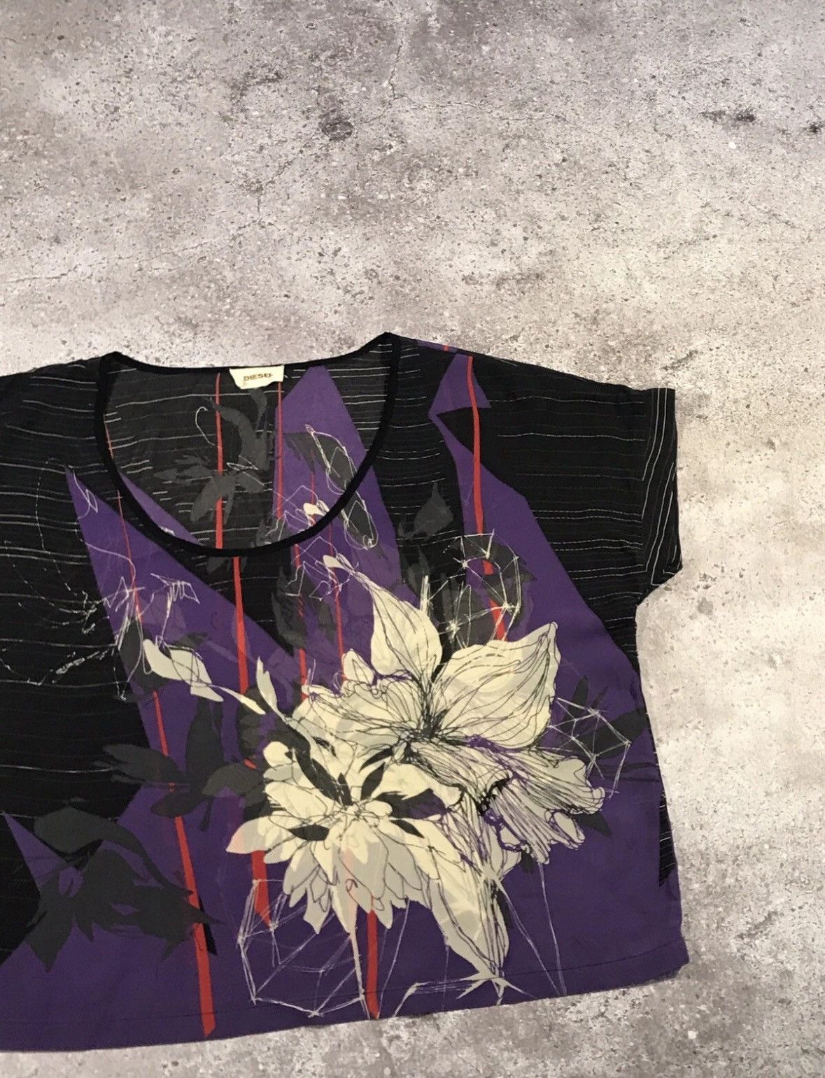 Diesel Vintage Blouse Diesel Woman Flowers Print Black/Purple M Size M / US 6-8 / IT 42-44 - 2 Thumbnail