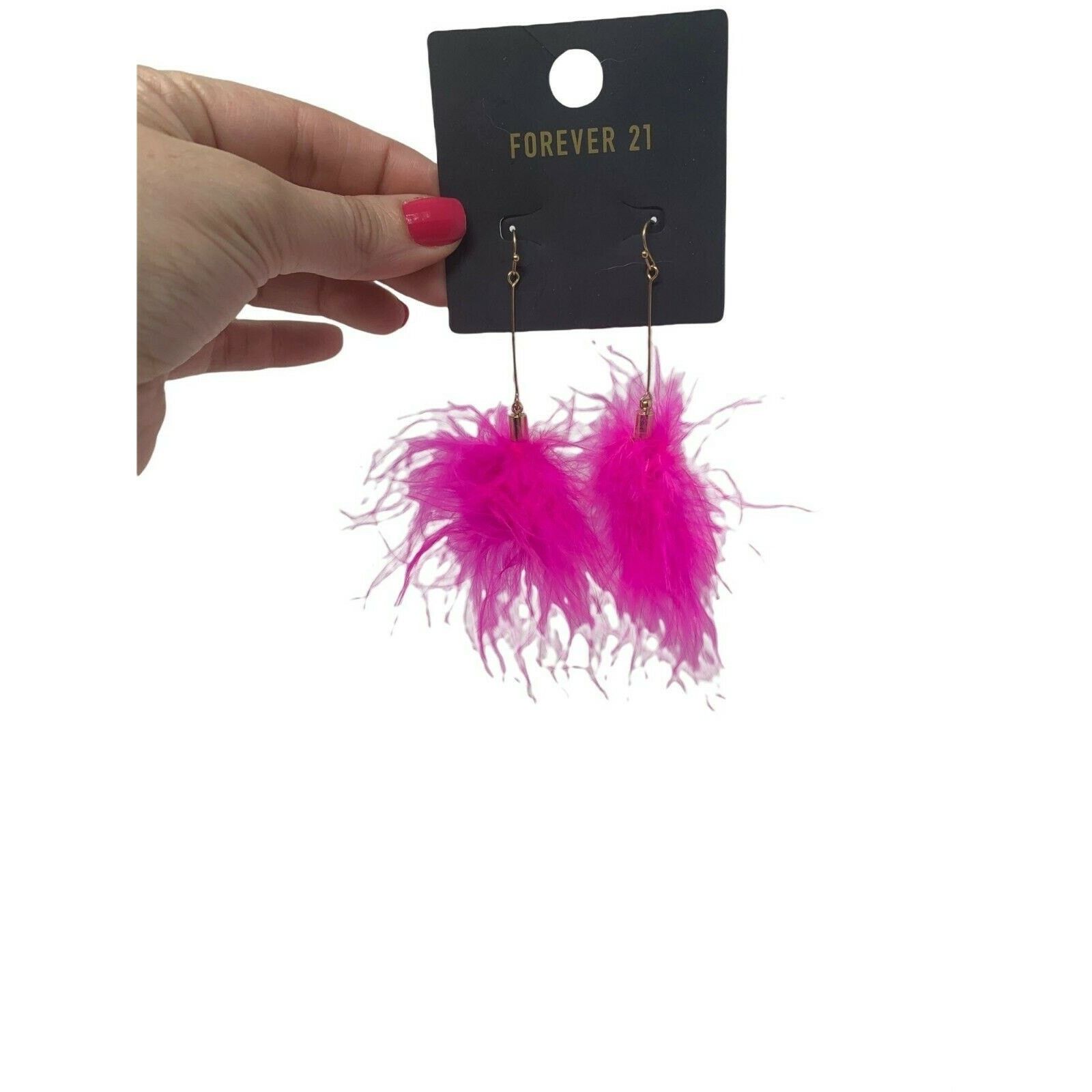 Forever 21 Forever 21 pink fluffy trendy dangle earrings 5" Size ONE SIZE - 3 Thumbnail