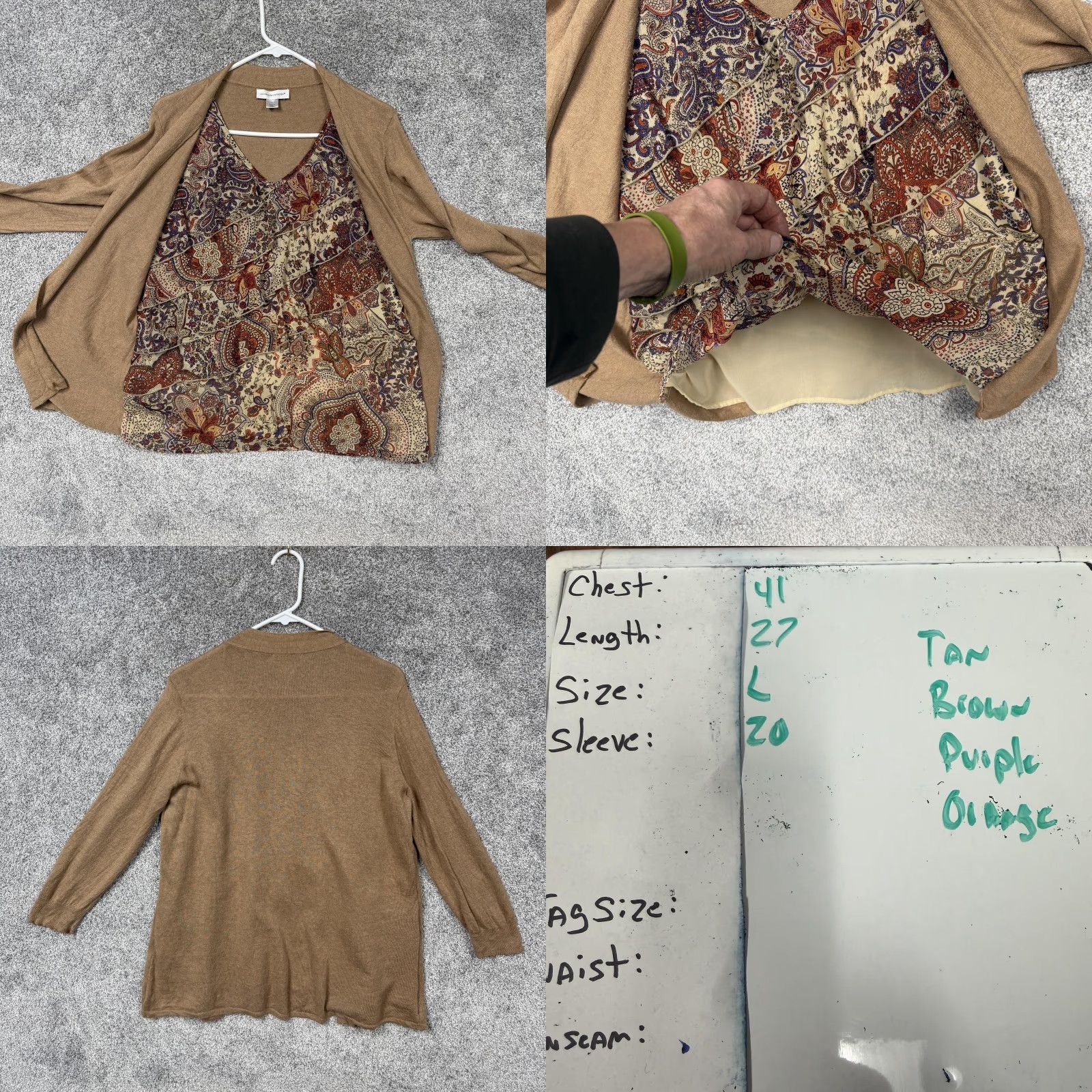 Vintage Christopher & Banks Cardigan Womens Large Tan Paisley Boho Floral Tiered Cardigan Sweater L Womens Knitted Layering Bohemian Casual Size L / US 10 / IT 46 - 8 Thumbnail
