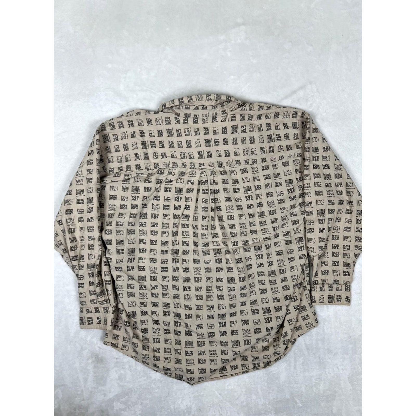 Ralph Lauren VINTAGE Chaps Ralph Lauren Shirt Mens 2XL Beige Flag Print Long Sleeve Button Up Size US XXL / EU 58 / 5 - 7 Thumbnail