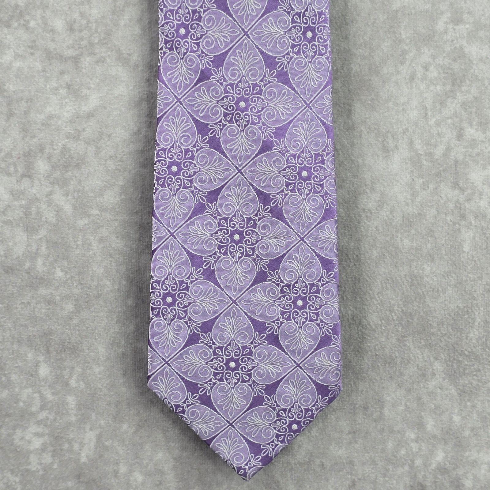 Stafford Stafford Signature Purple Floral Paisley 100% Silk Neck Tie Size 32 - 1 Thumbnail