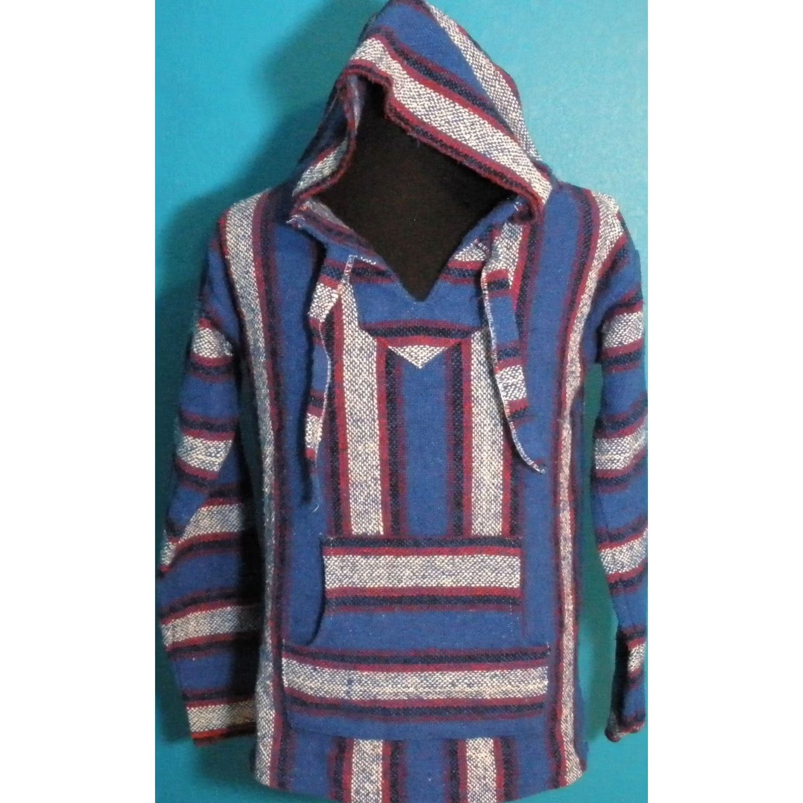 CO El Paso Saddle Blanket Co Beach Poncho Spring Hoodie Pullover Hooded S/M Multicolor Knit Acrylic Unisex Adults Baja Size US S / EU 44-46 / 1 - 2 Thumbnail