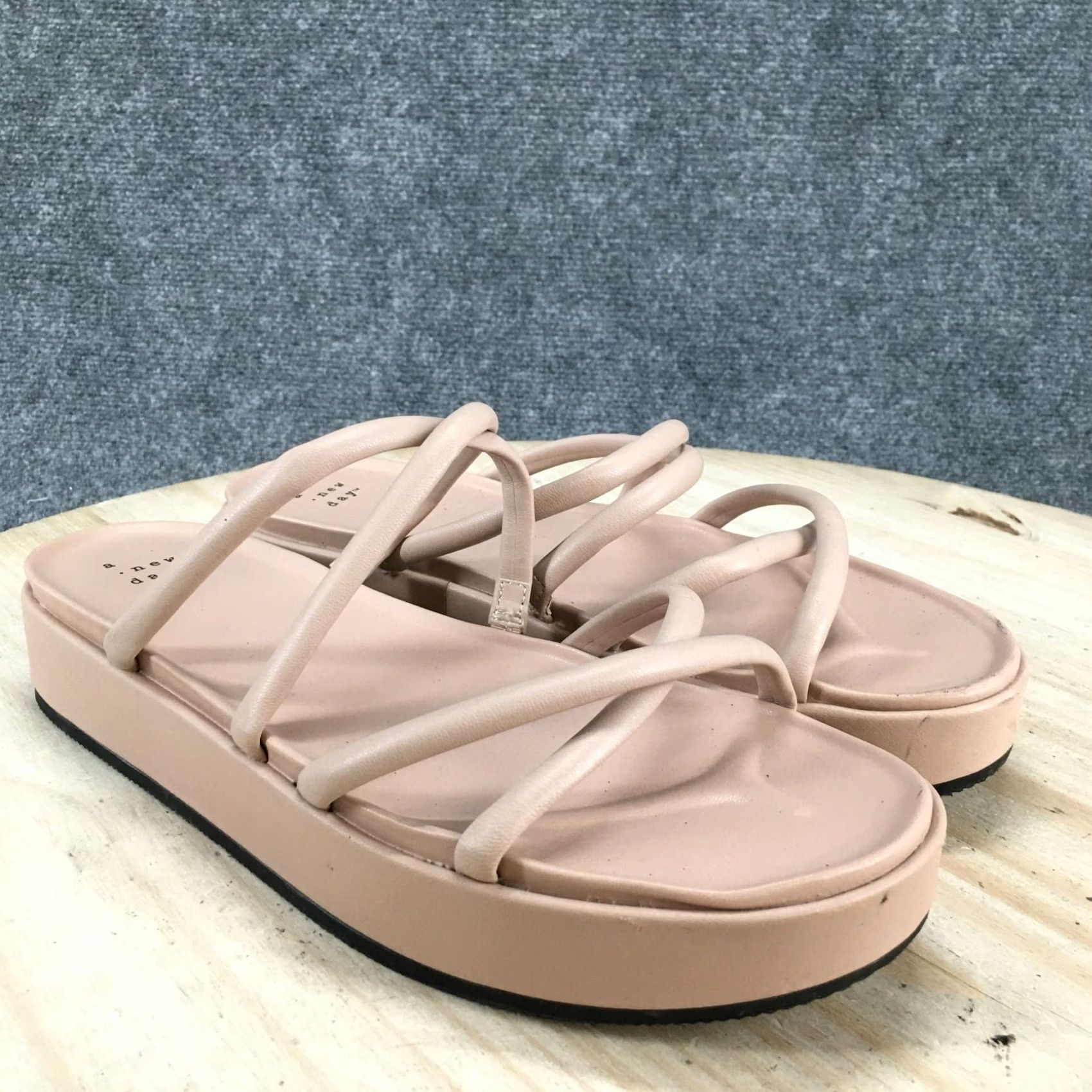 Vintage A New Day Sandals Womens 9 Dory Slides Pink Faux Leather Casual Open Toe Slip On Size US 9 / IT 39 - 7 Thumbnail