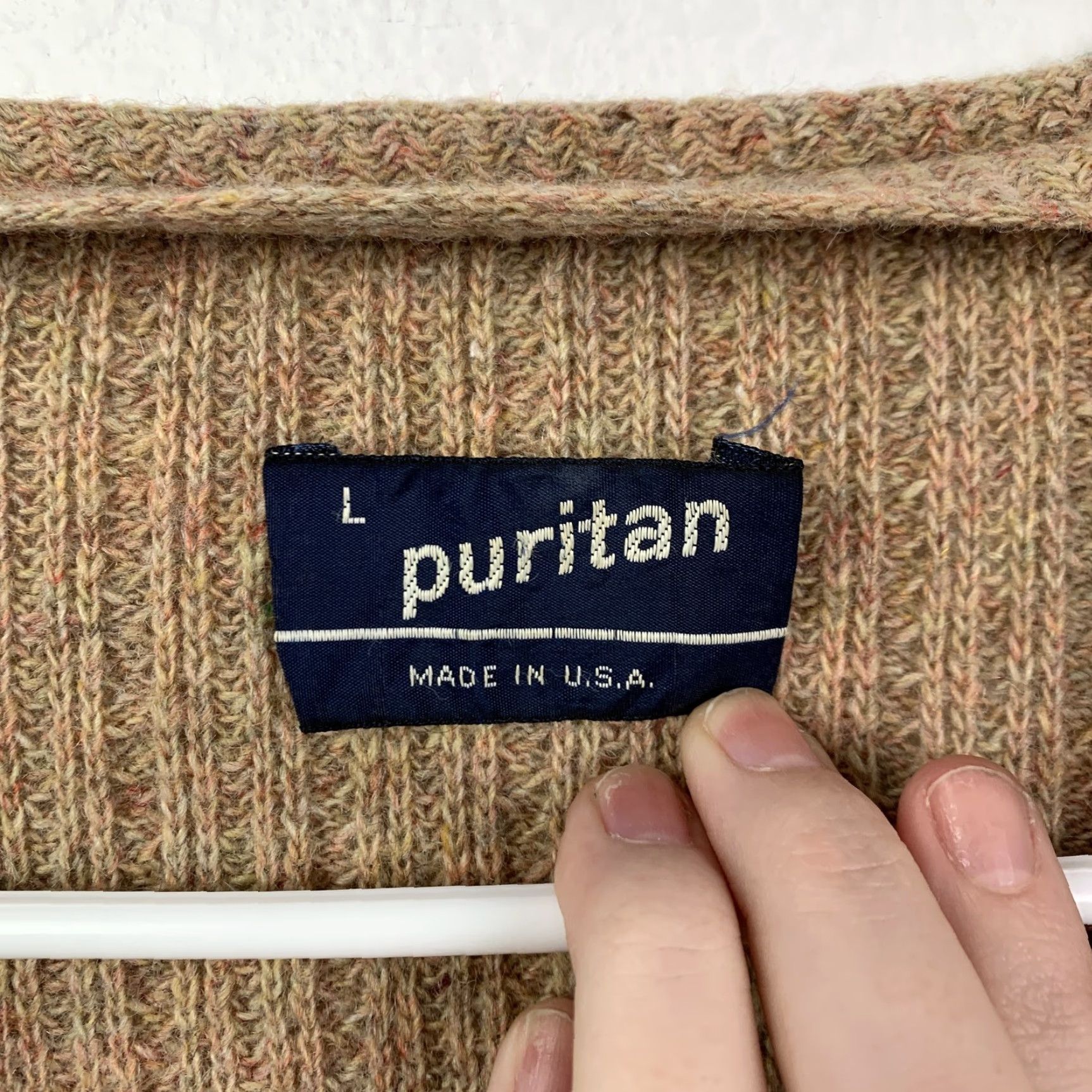Vintage VINTAGE Puritan Sweater Adult Large Tan Brown Heathered Ribbed V-Neck Cardigan 60s Mens Size US L / EU 52-54 / 3 - 3 Thumbnail