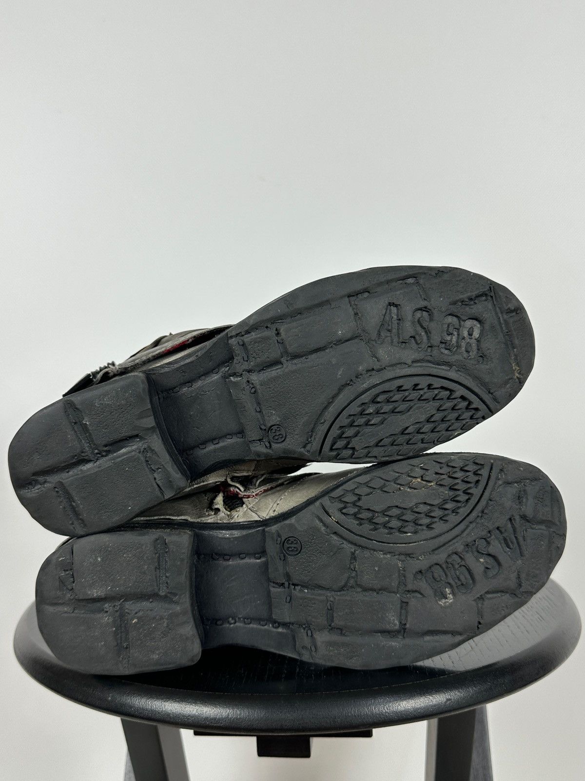 A.S.98 A.S.98. Airstep Gray Leather Biker Ankle Buckle Strap Boots Size US 8 / IT 38 - 23 Thumbnail