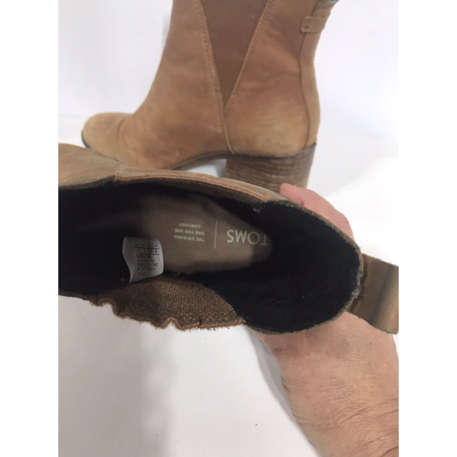 Vintage TOM'S Brown Leather Ankle Boots Womens Size 8M Casual Bootie Block Heel Size US 8 / IT 38 - 4 Thumbnail