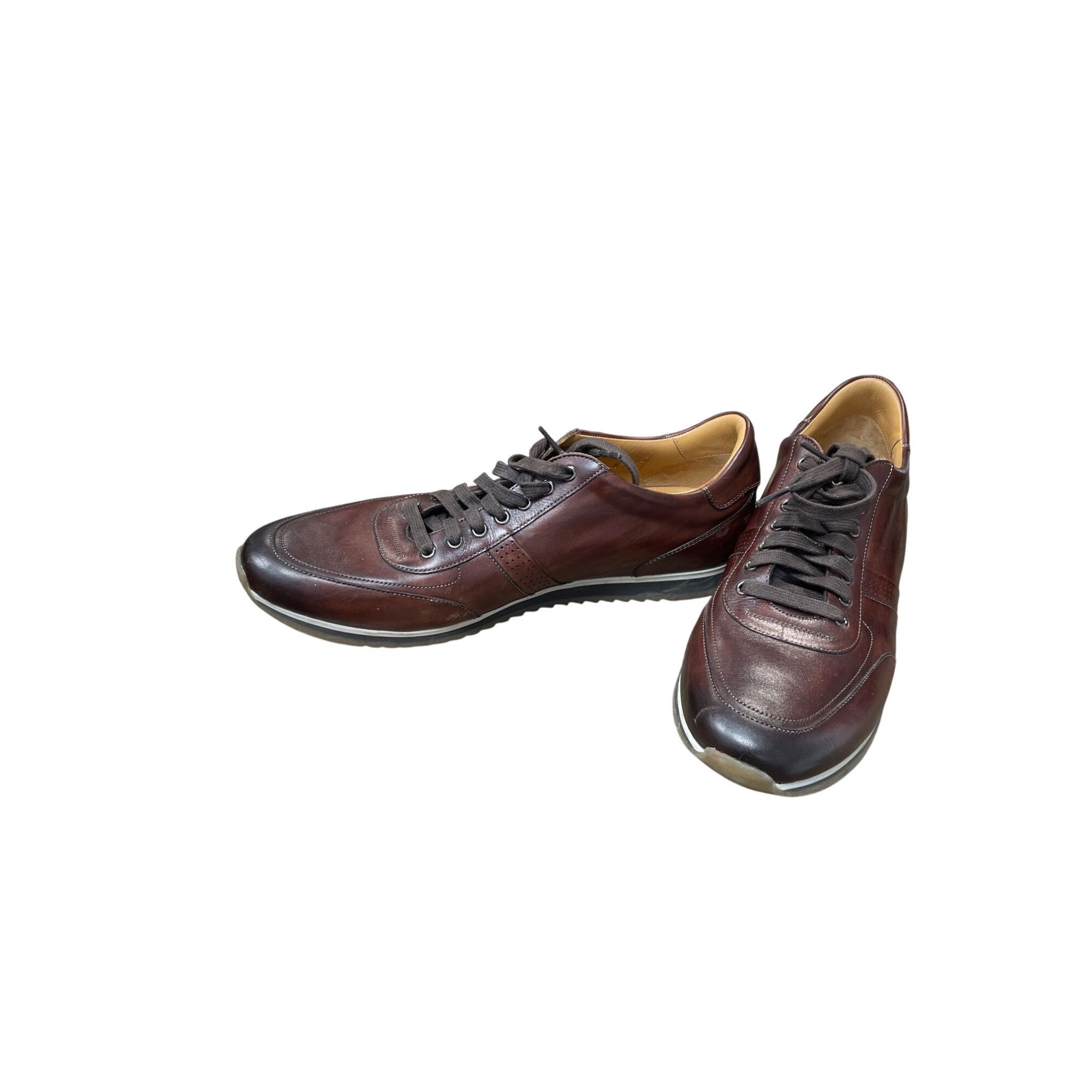 Magnanni Magnanni Mens brown luxury Portugal made leather sneakers si Size US 11 / EU 44 - 18 Thumbnail