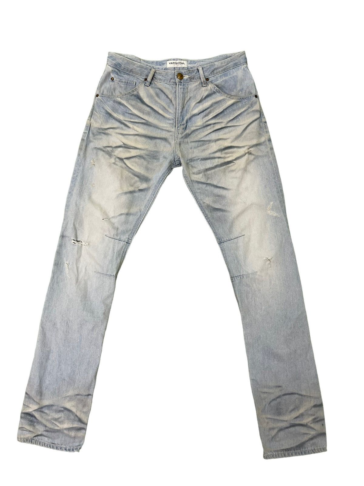 Japanese Brand Slim Jeans Vanquish Japan Distress Acid Wash 6🟦9 Size US 35 - 1 Thumbnail