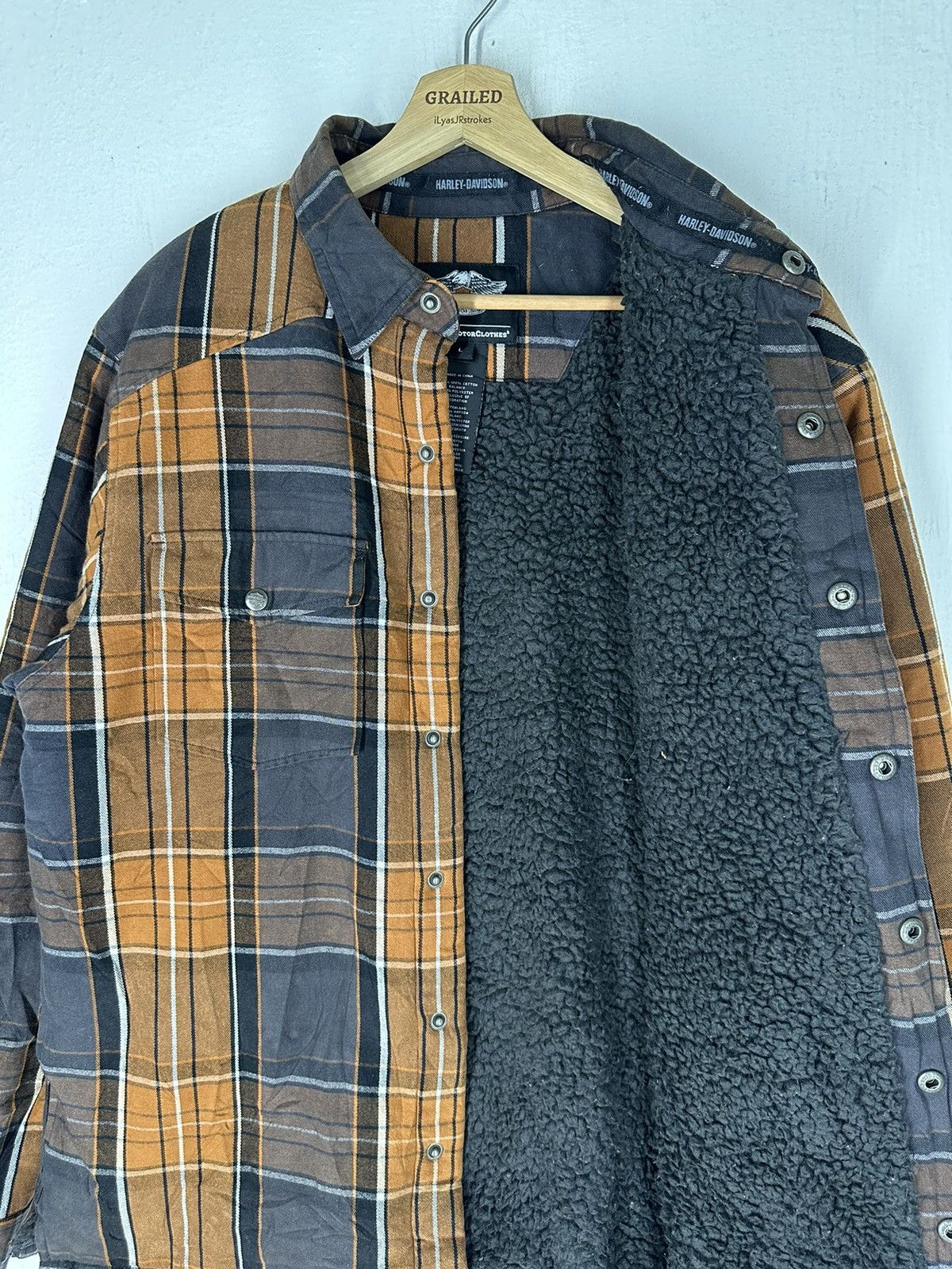 Harley Davidson Vintage HD Plaid Sherpa Lined Thick Heavy Flannel Jacket Size US L / EU 52-54 / 3 - 6 Thumbnail