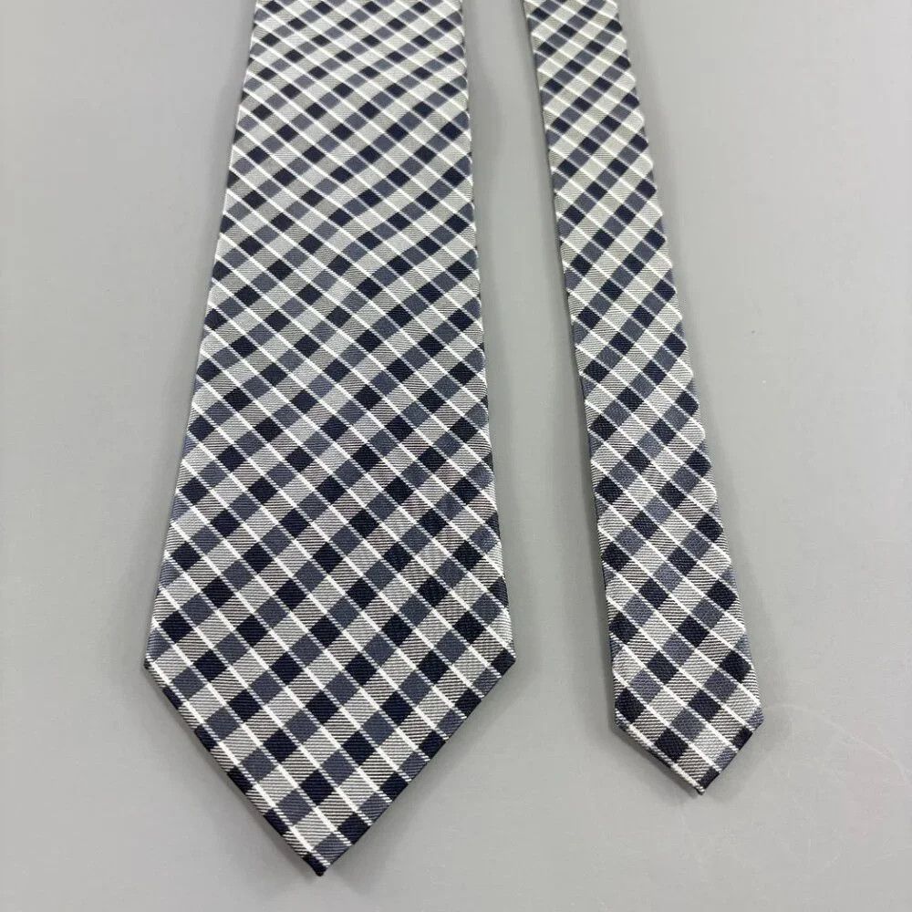 Nautica Nautica Black / Grey Plaid Men's Tie 3 1/2" x 60" Size ONE SIZE - 3 Thumbnail