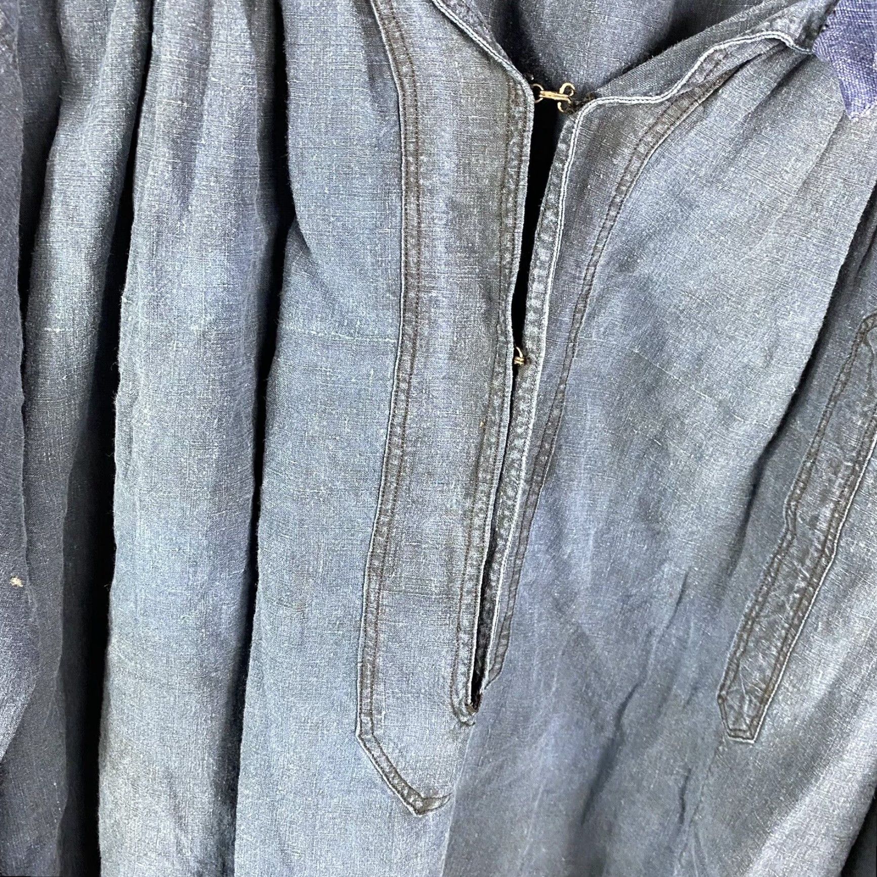 Vintage VINTAGE Original 1800s French Pure Linen Indigo Biaude Smock Size ONE SIZE - 2 Thumbnail