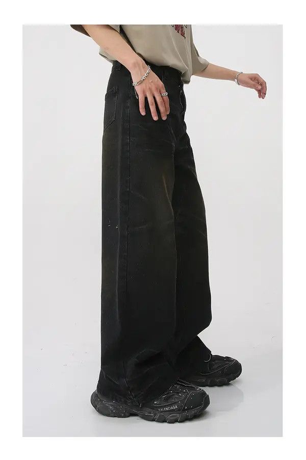 Japanese Brand VIBE Black loose straight-leg floor-length retro jeans Size US 30 / EU 46 - 4 Thumbnail