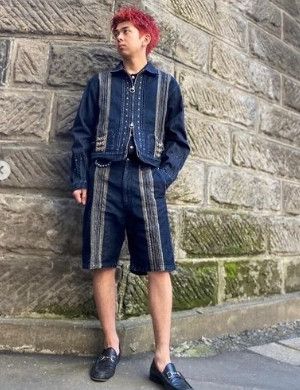 Kapital Kapital 12oz Yagasuri Jacquard Denim Chimayo Drizzler JKT Size US XXL / EU 58 / 5 - 9 Thumbnail