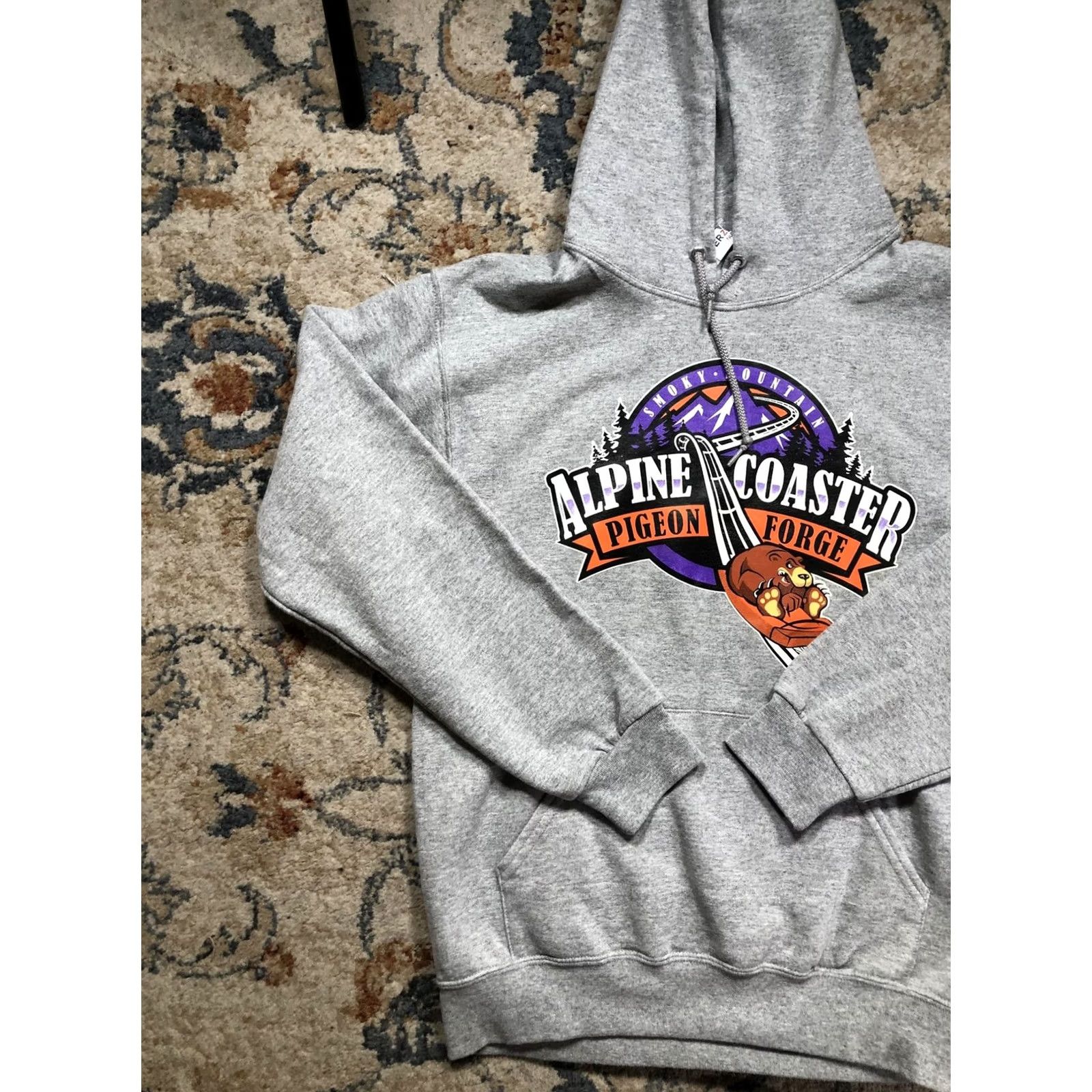 Jerzees Jerzees Hoodie Mens Small Gray Fleece Alpine Coaster Smoky Mountain Pigeon Forge Graphic Print Kangaroo Pocket Sweatshirt Pullover Crew Neck Size US S / EU 44-46 / 1 - 3 Thumbnail