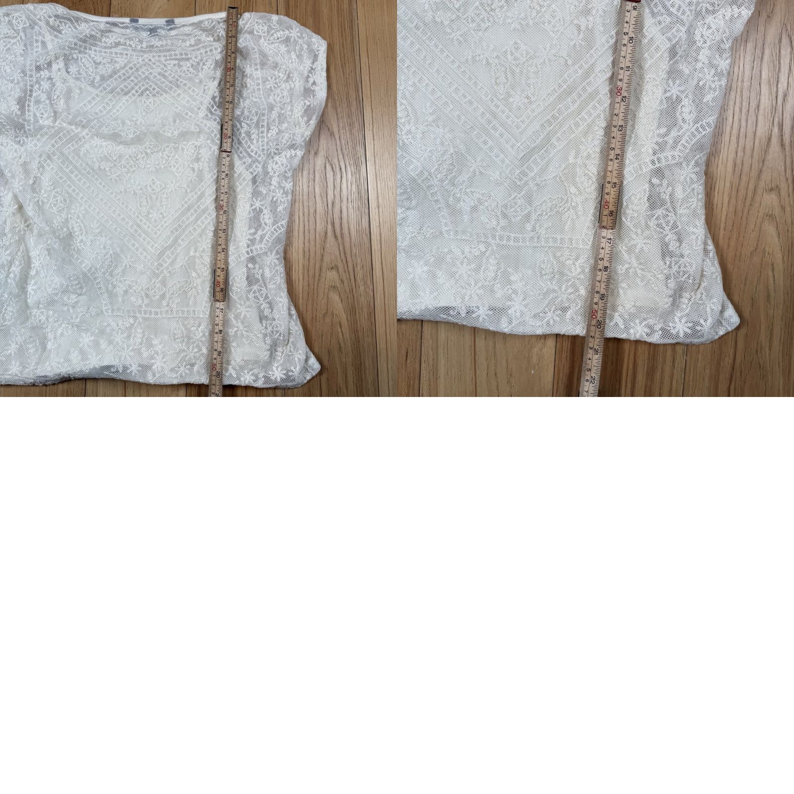 Ralph Lauren Lauren Ralph Lauren Blouse Women L Knit Crochet Lace Overlay Scoop Neck White (Summer) Size L / US 10 / IT 46 - 8 Thumbnail