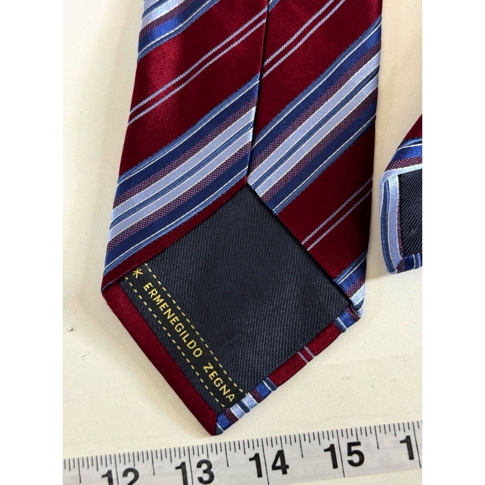 Vintage Zegna NECK TIE Red Blue Stripe Mens Designer Tie Size ONE SIZE - 5 Thumbnail