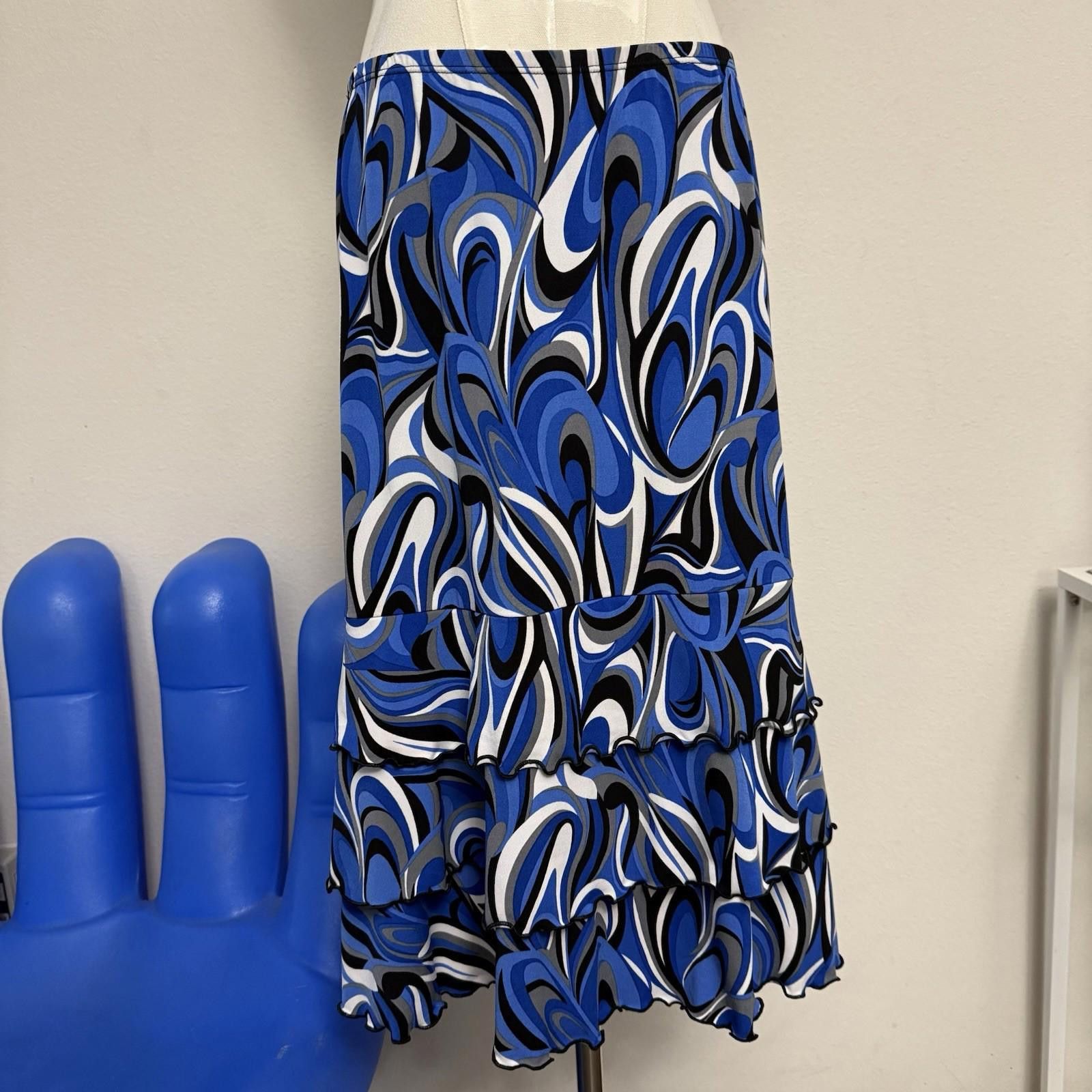 Cartoon Network Y2k Blue Abstract Ruffles Midi Skirt Sz Small Size 28" / US 6 / IT 42 - 1 Thumbnail