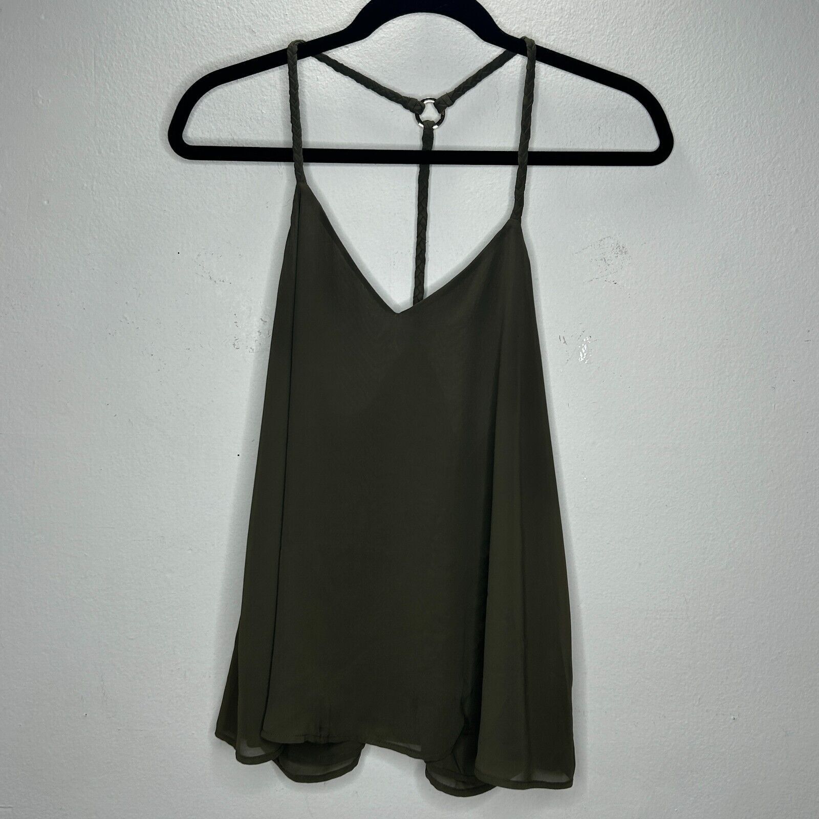 Other Marciano Olive VNeck Braided Racer Back Semi Sheer Blouse SM Size S / US 4 / IT 40 - 9 Thumbnail