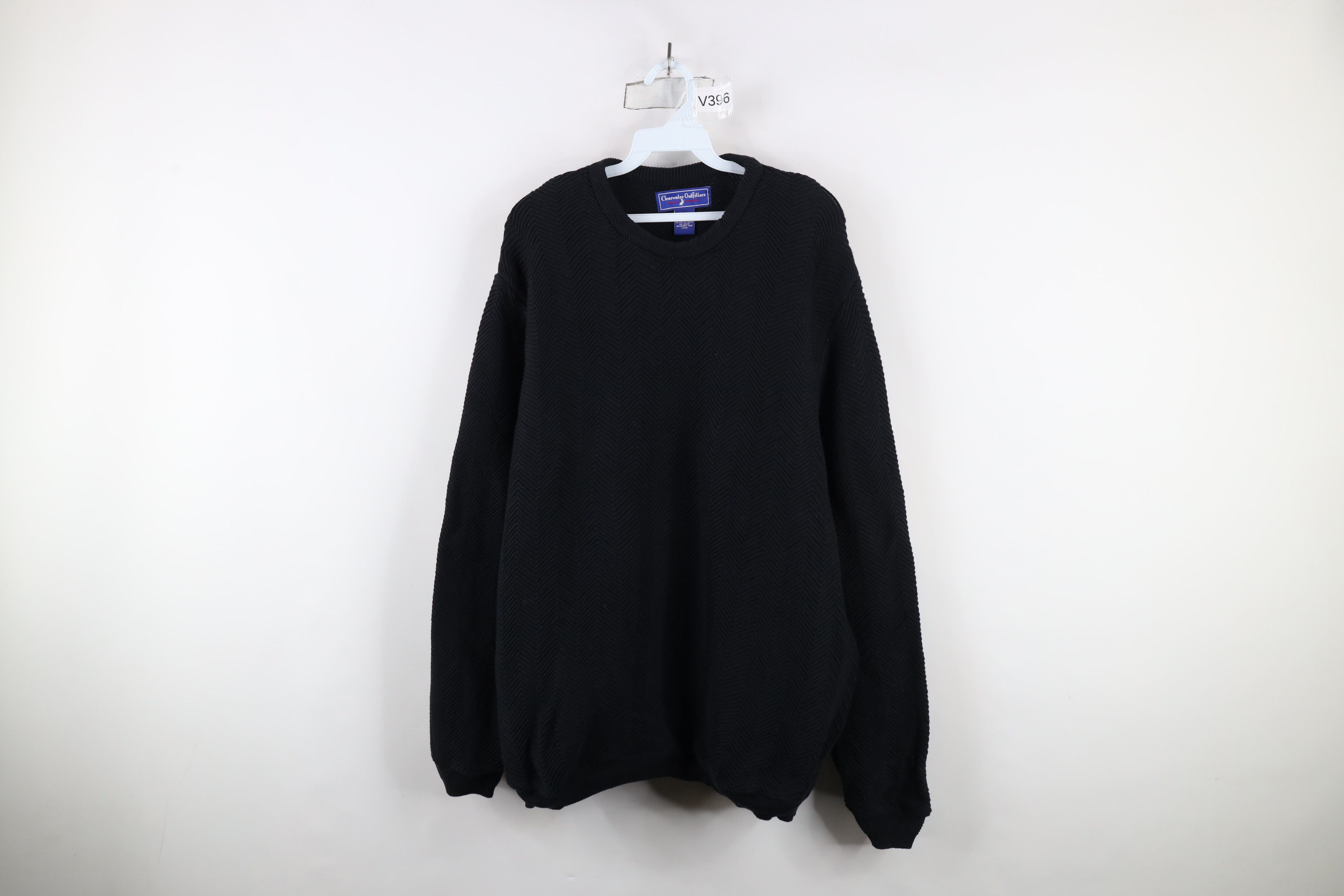 Vintage Vintage 90s Streetwear Cotton Herringbone Knit Sweater Black Size US XXL / EU 58 / 5 - 1 Thumbnail