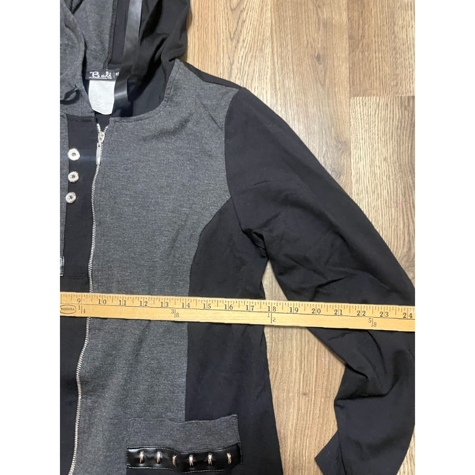 Vintage Bali Hooded Women's Small Gray Black Long Sleeve Full Zip Shirt Size S / US 4 / IT 40 - 7 Thumbnail