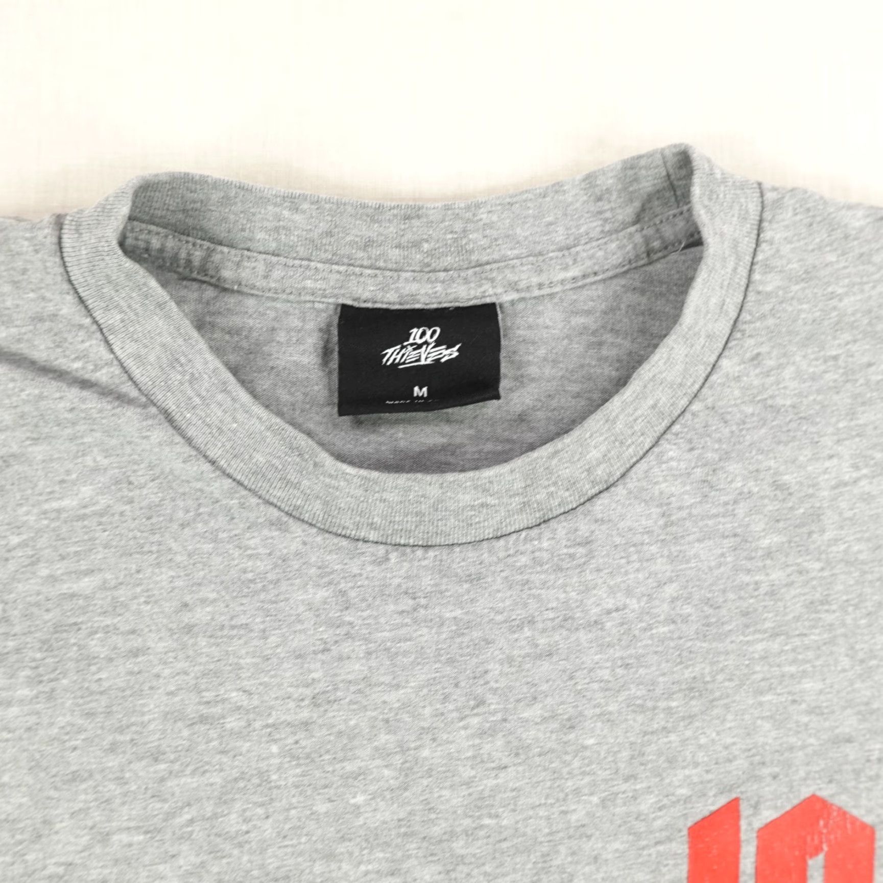 100 Thieves 100 Thieves Shirt Mens M Gray Red LA Streetwear Crewneck Short Sleeve T-Shirt California Skater Size US M / EU 48-50 / 2 - 2 Thumbnail