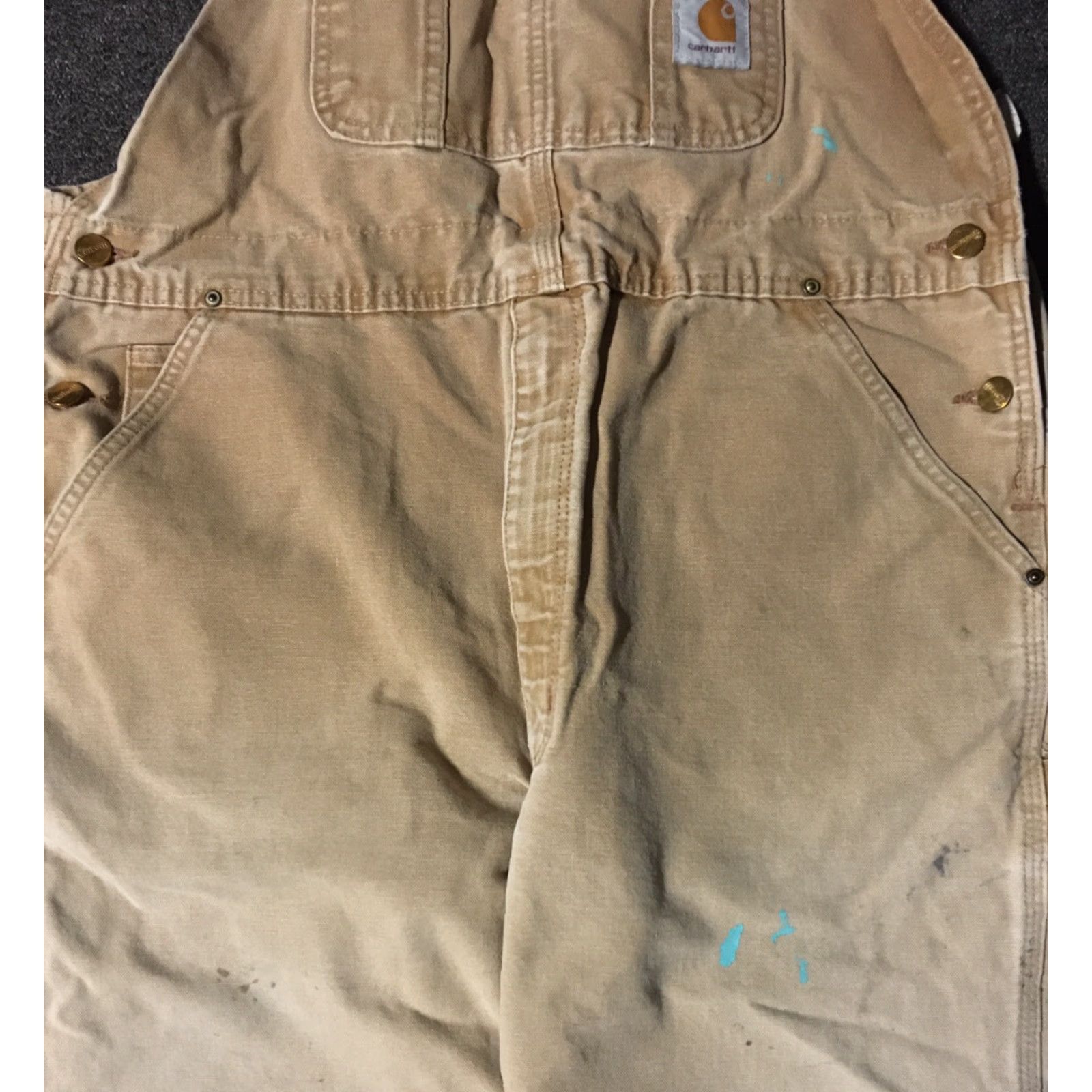 Carhartt Vtg 80s 90s Carhartt Faded Distress Paint Overalls 40/28 Grunge Punk Biker WIP Size US 40 / EU 56 - 4 Thumbnail