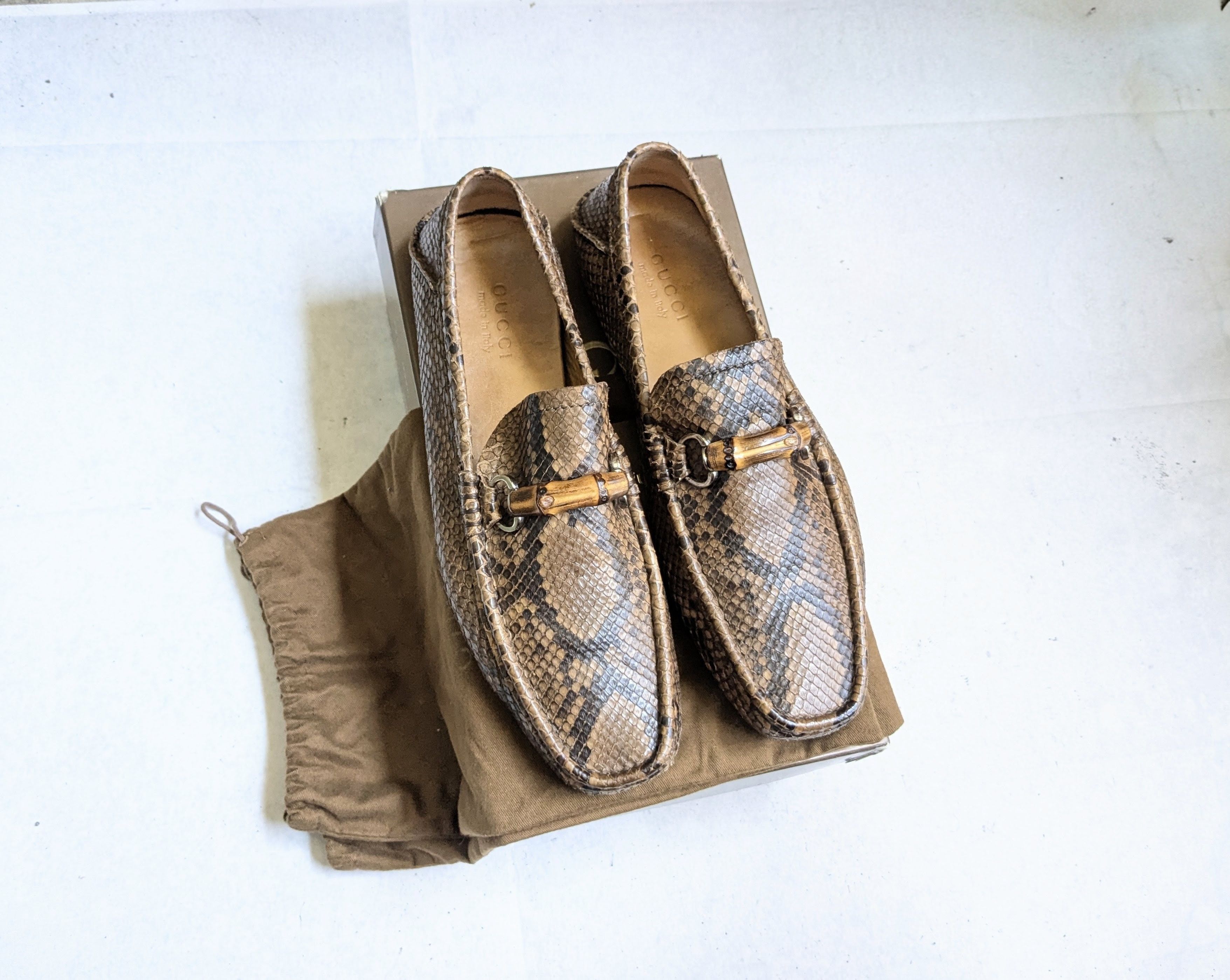 Gucci Gucci Horsebit Loafers Python Snakeskin 10.5 Leather Brown Size US 10.5 / EU 43-44 - 1 Thumbnail