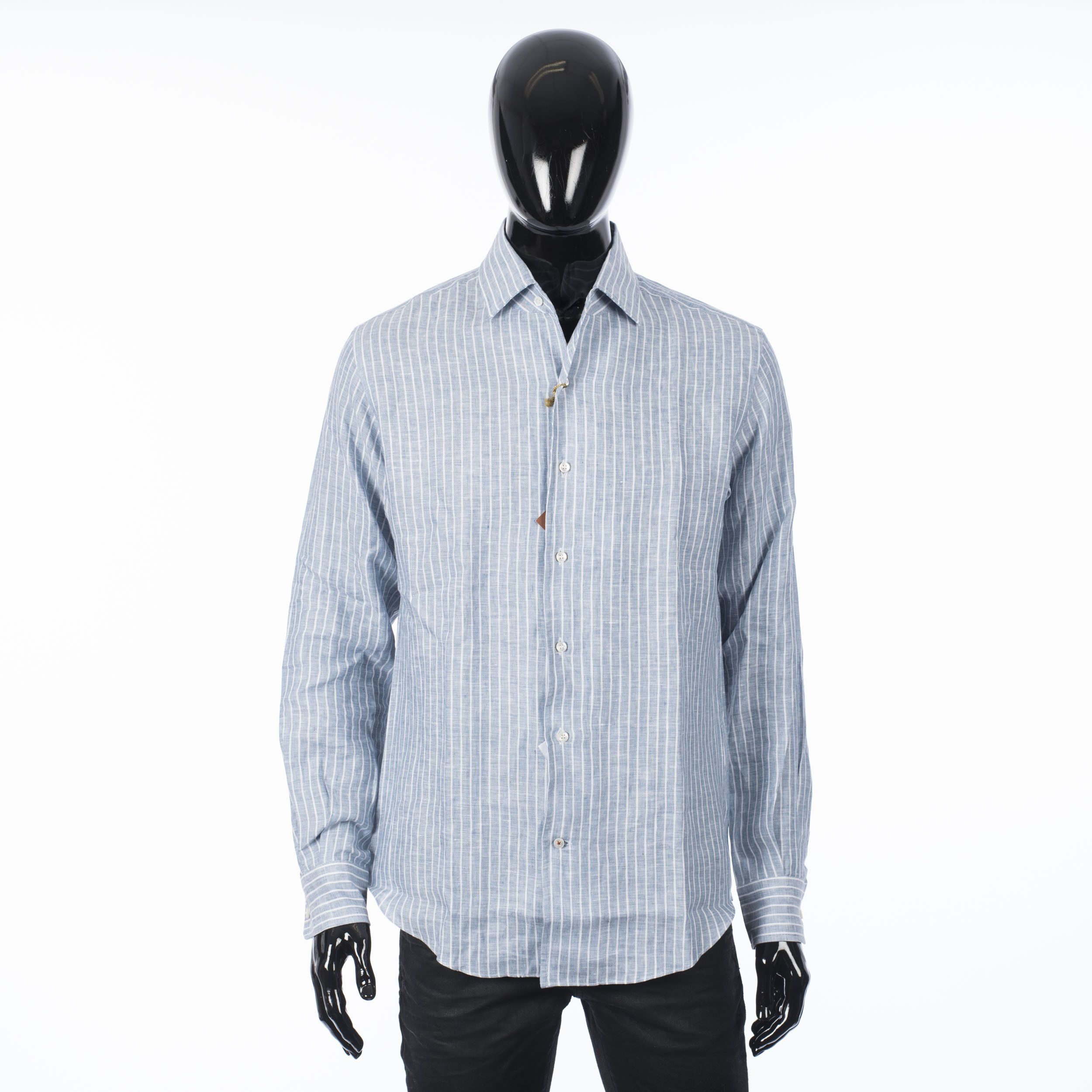 image of Loro Piana Striped Blue Linen Shirt 'capri Arizona', Men's (Size XL)