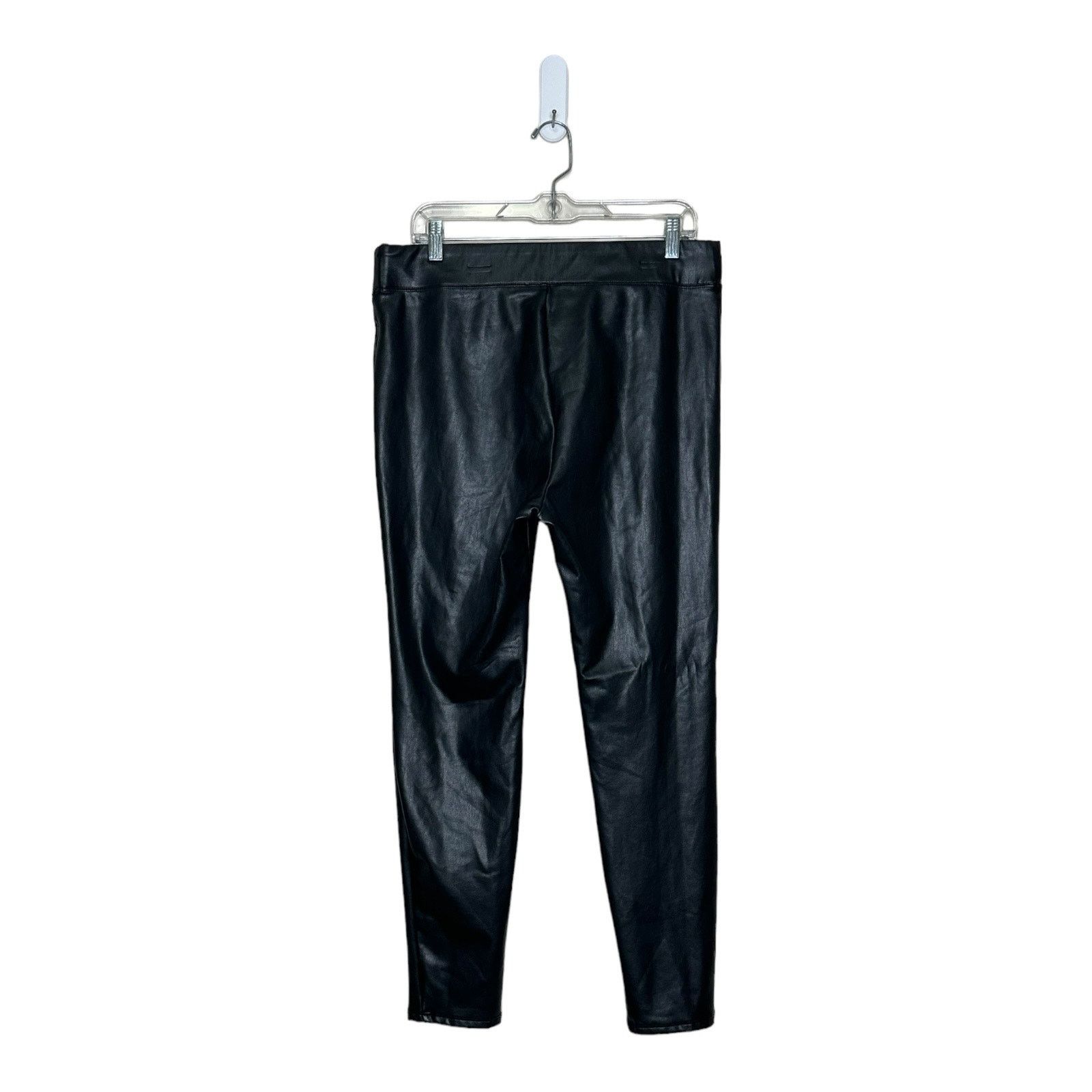 Vera Wang Simply Vera black faux leather pull on pants size Large Size 35" - 2 Thumbnail