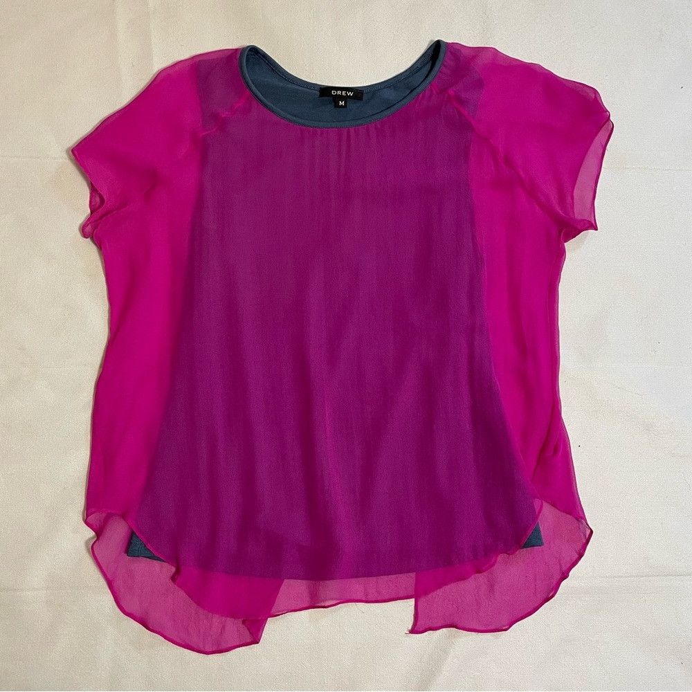 Drew Drew Silk Layered Pink Blue Short Sleeve Top Size M Size M / US 6-8 / IT 42-44 - 6 Thumbnail