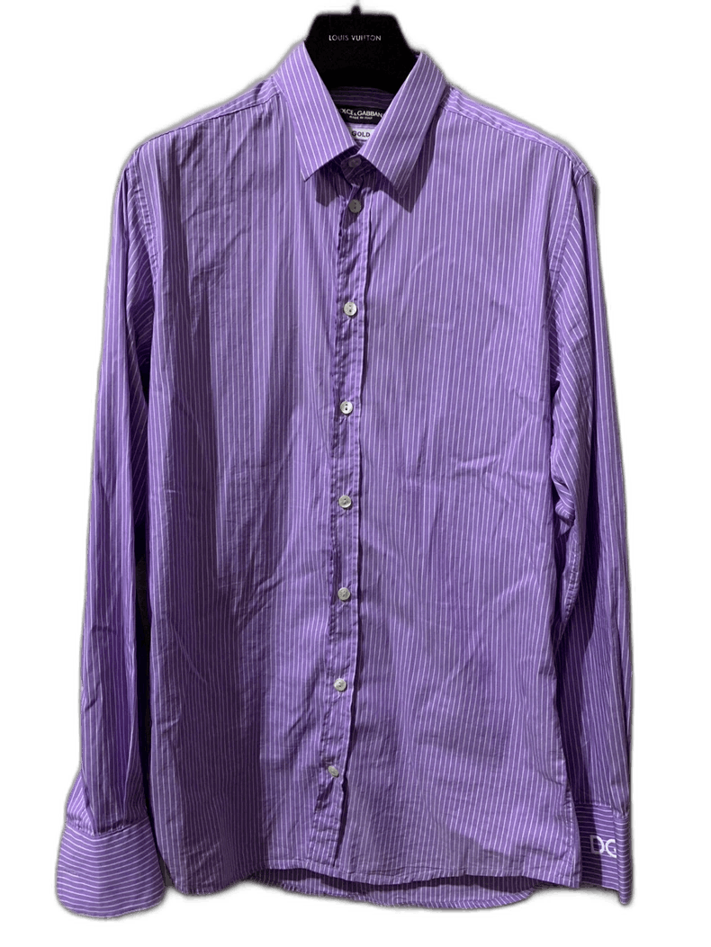 Dolce & Gabbana Dolce & Gabbana Men's Purple Striped Shirt Size US M / EU 48-50 / 2 - 1 Thumbnail