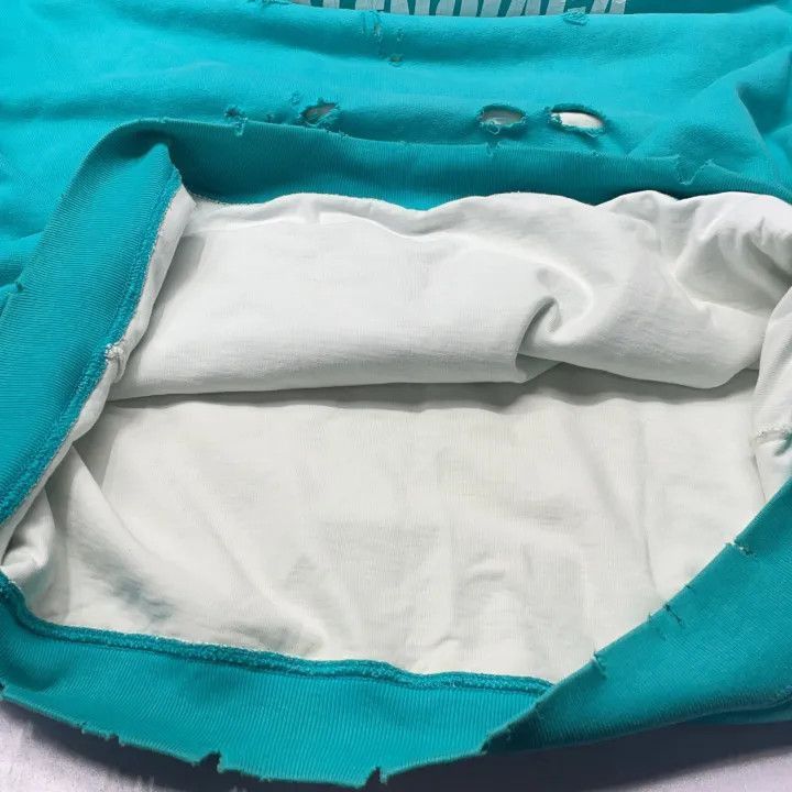Balenciaga Balenciaga Distressed Hoodie in Sky Blue 0079-2507 Size US S / EU 44-46 / 1 - 6 Thumbnail