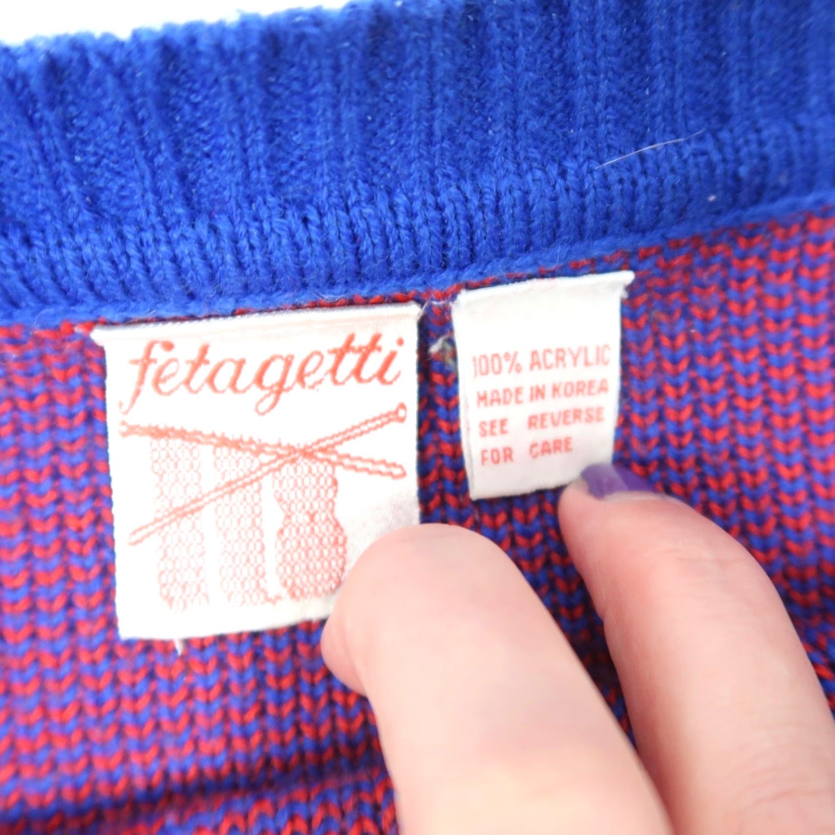 Vintage VINTAGE Fetagetti Car Print Sweater Blue Red 80s Women L Knit Crew Neck Long Sleeve Pullover Casual Autumn Winter 80s Cars Ladies Size L / US 10 / IT 46 - 4 Thumbnail
