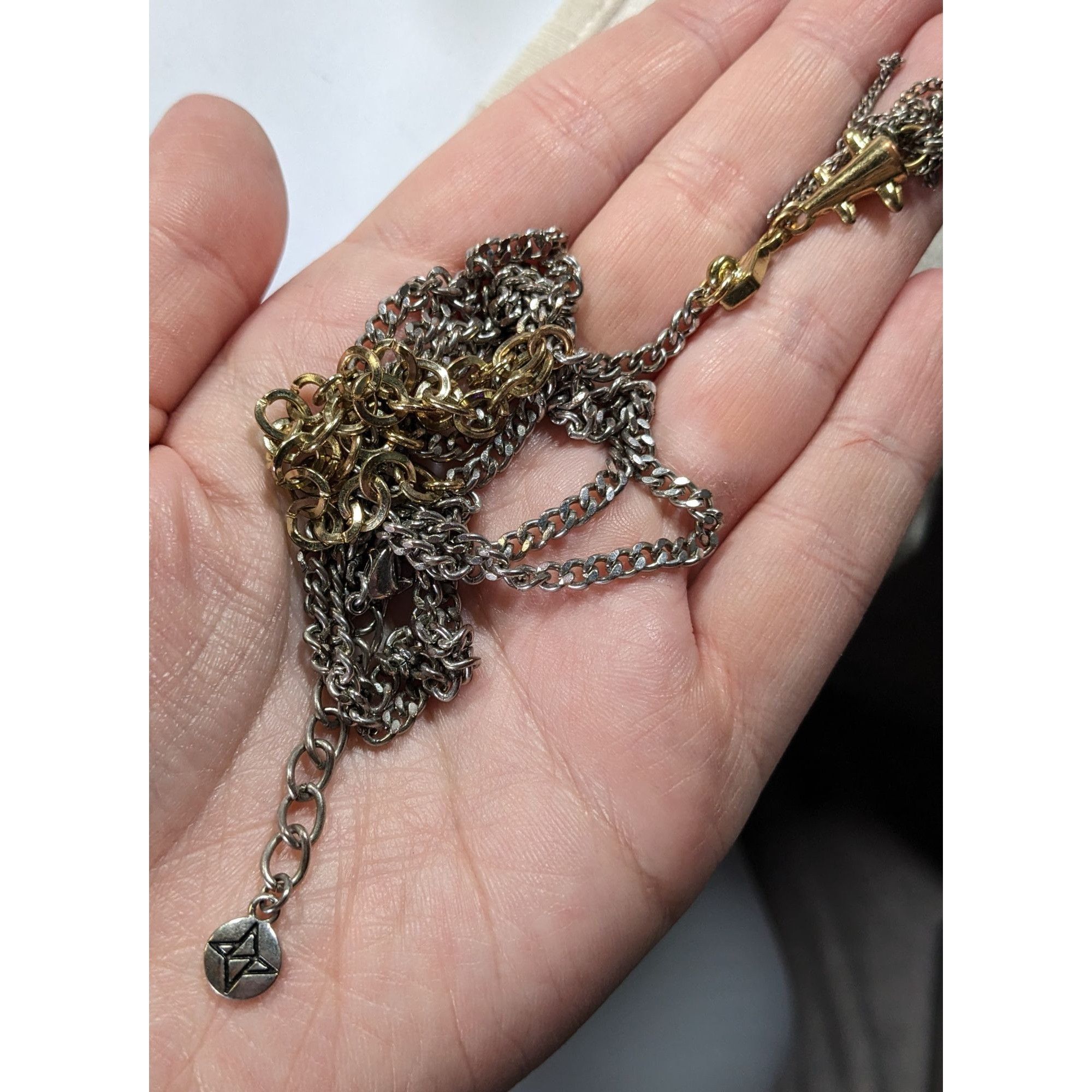 Bcbgmaxazria BCBGMAXAZRIA Metallic Punk Abstract Chain Tassel Necklace Size ONE SIZE - 4 Thumbnail
