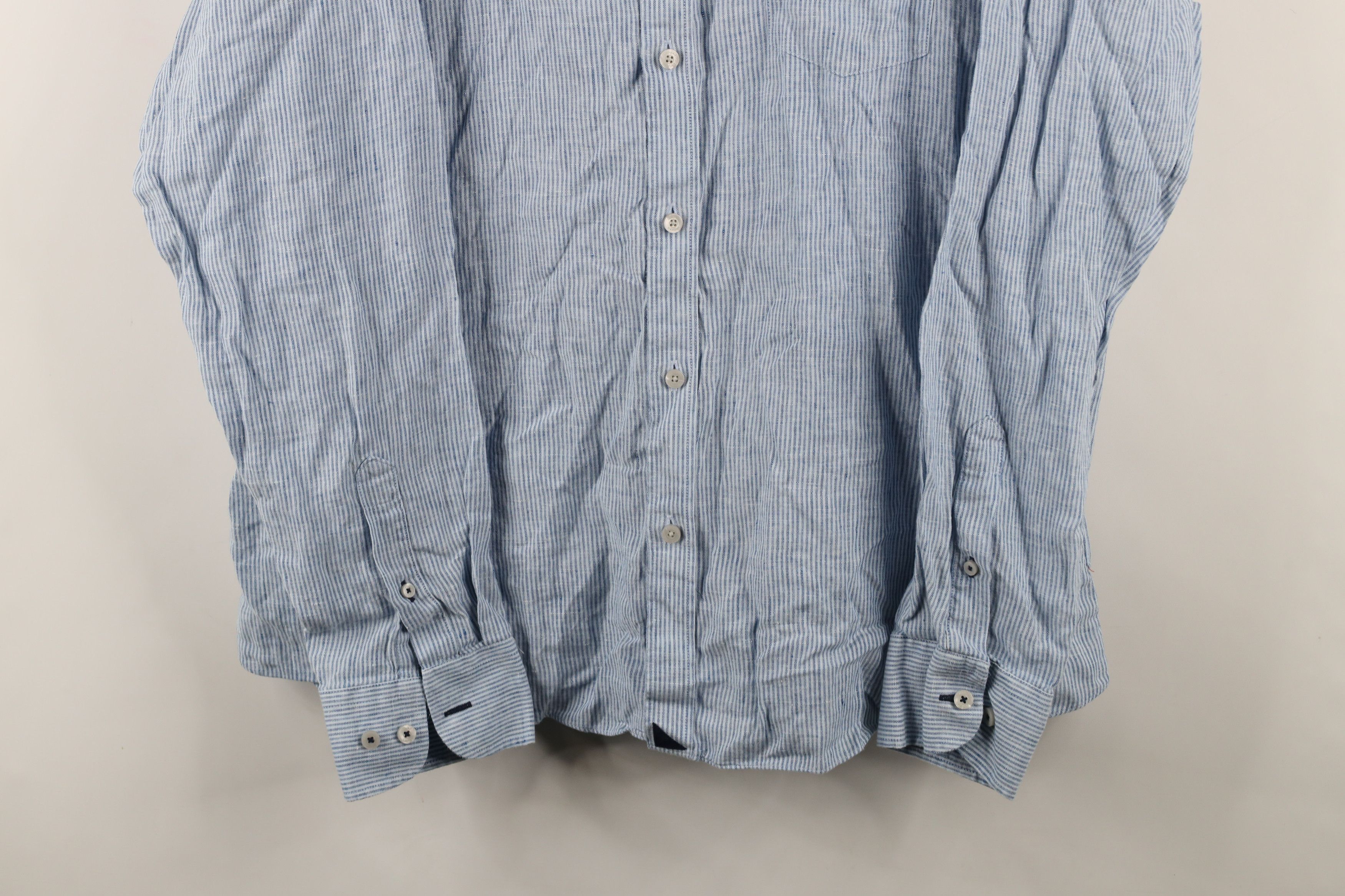 UNTUCKit × Vintage Untuckit Resistant Linen Striped Button Down Shirt Blue Size US XXL / EU 58 / 5 - 3 Thumbnail