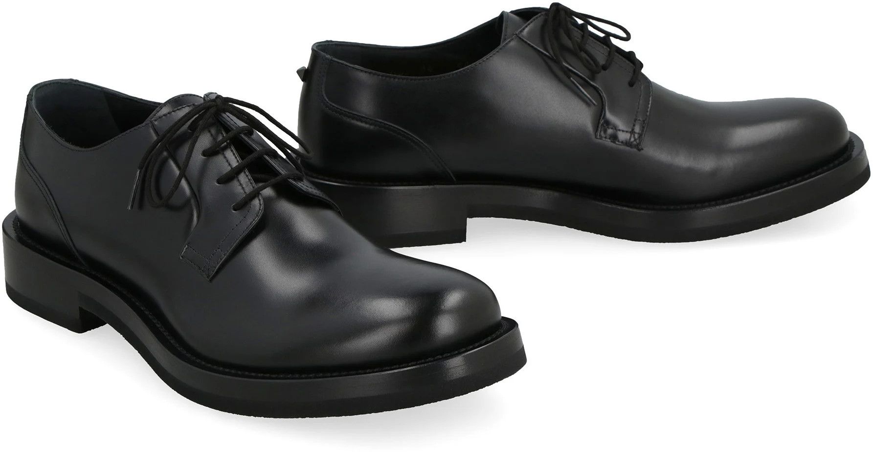 Valentino o1y0525 Leather Lace-up Shoes in Black Size US 7 / EU 40 - 2 Thumbnail