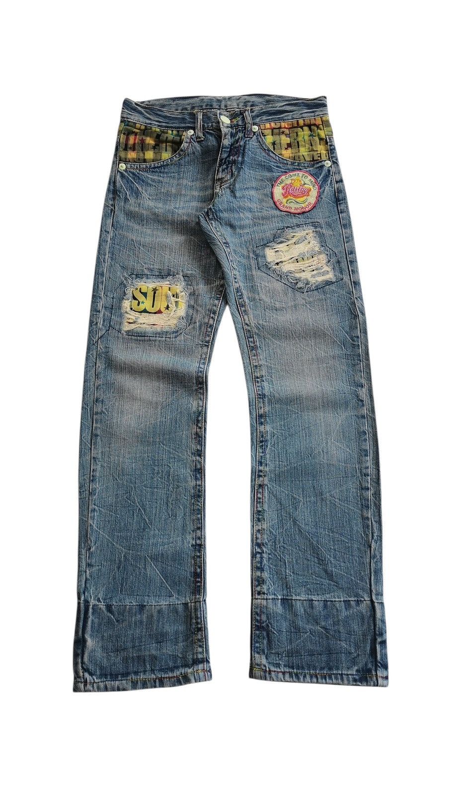 Archive Japanese Brands Distressed Patchwork Denim Jeans