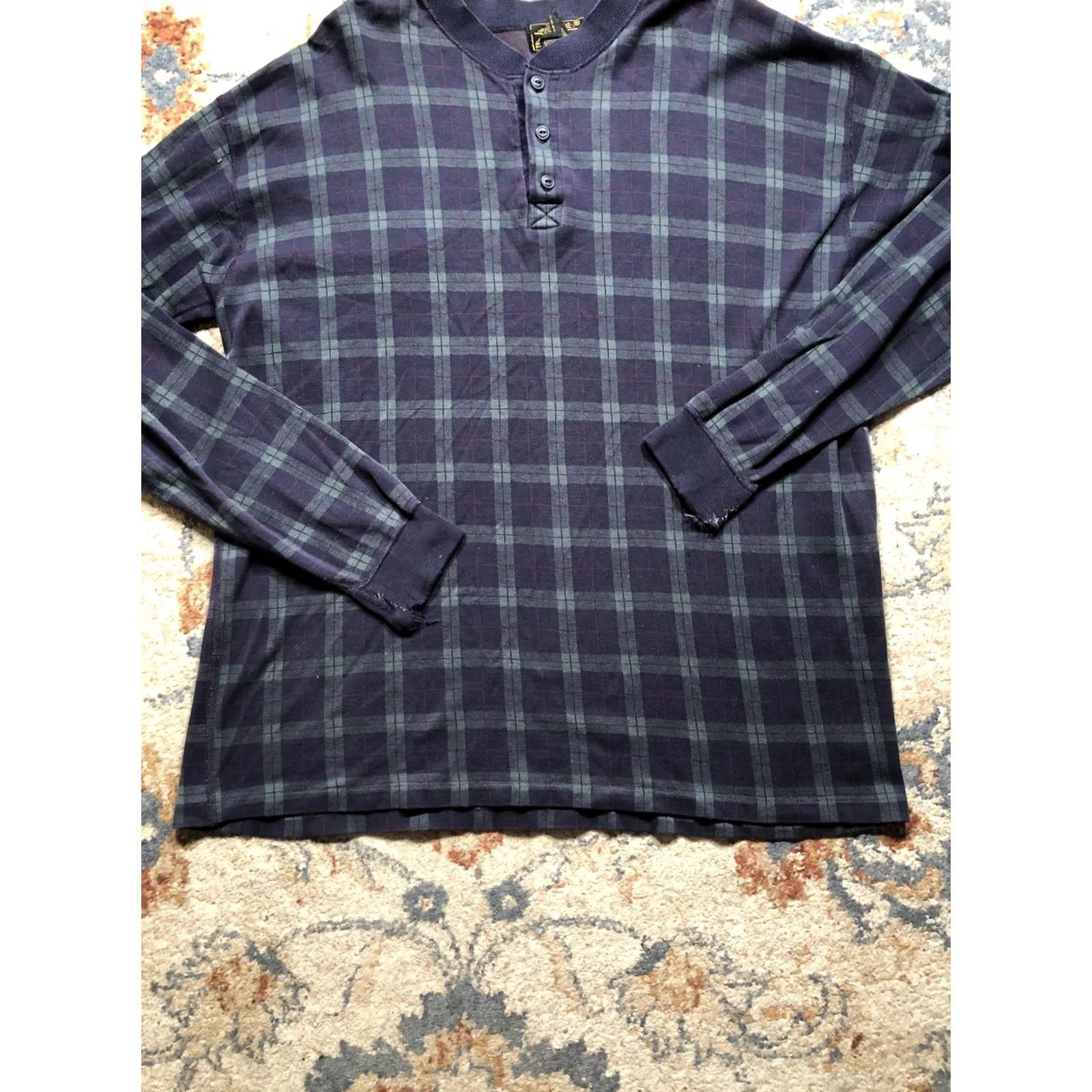 Eddie Bauer Vintage Eddie Bauer Henley Shirt Mens Large Blue Plaid Long Sleeve Made USA 90s Size US L / EU 52-54 / 3 - 5 Thumbnail