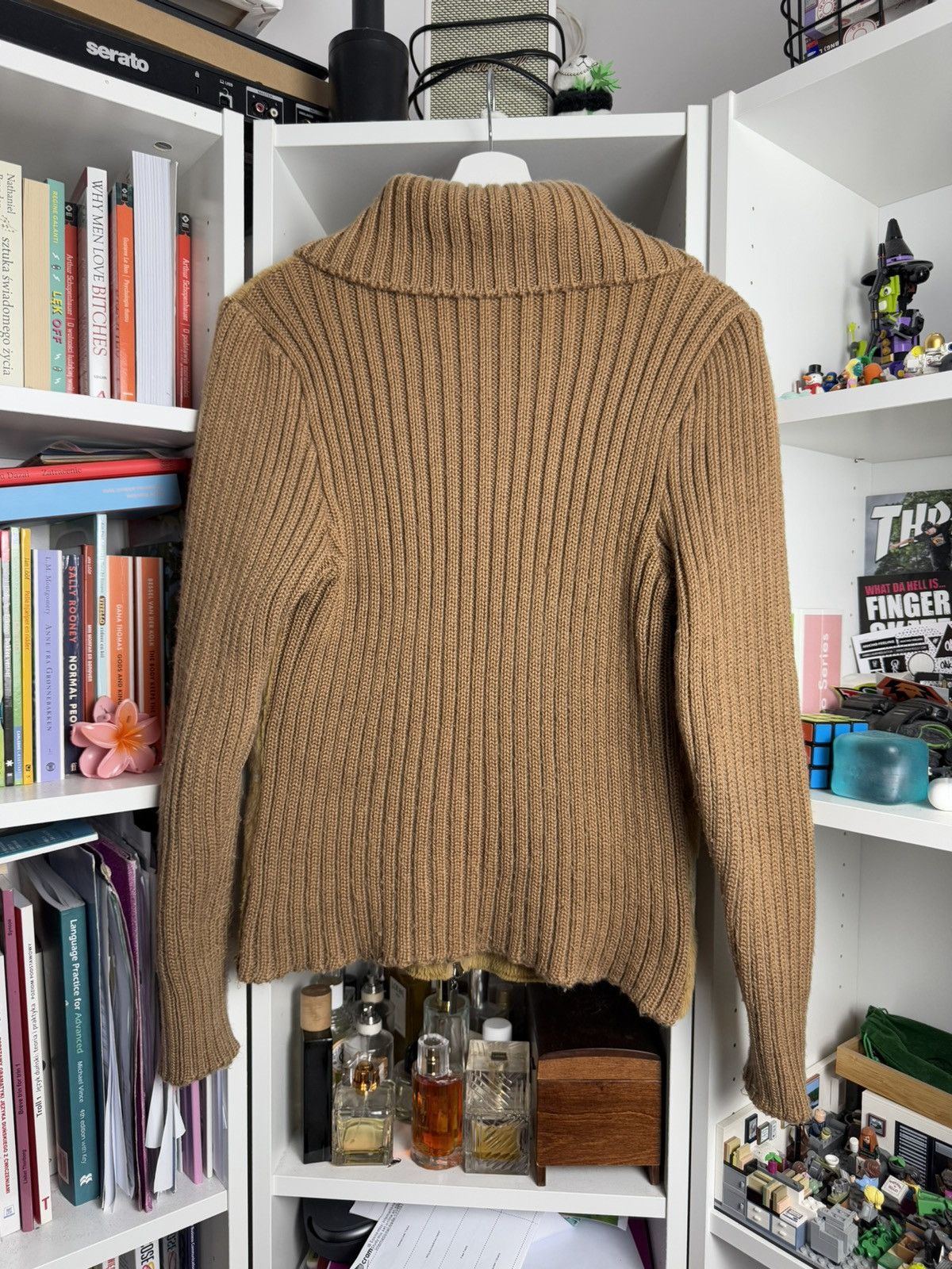 Japanese Brand VIntage y2k cowprint zip ribbed sweater avantgarde archive Size L / US 10 / IT 46 - 2 Thumbnail