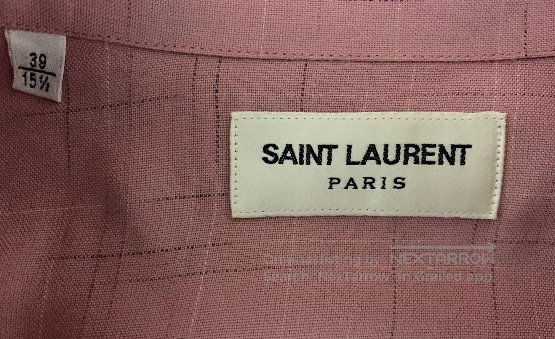 Saint Laurent Paris Pink Grid Pattern Long Sleeve Button-Up Shirt. Size US M / EU 48-50 / 2 - 3 Thumbnail
