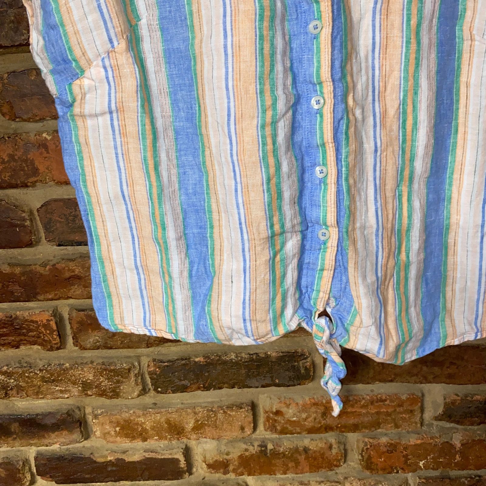 Talbots Talbots Swing Stripe Linen Tie Front Button Down Top Size XL Size XL / US 12-14 / IT 48-50 - 4 Thumbnail